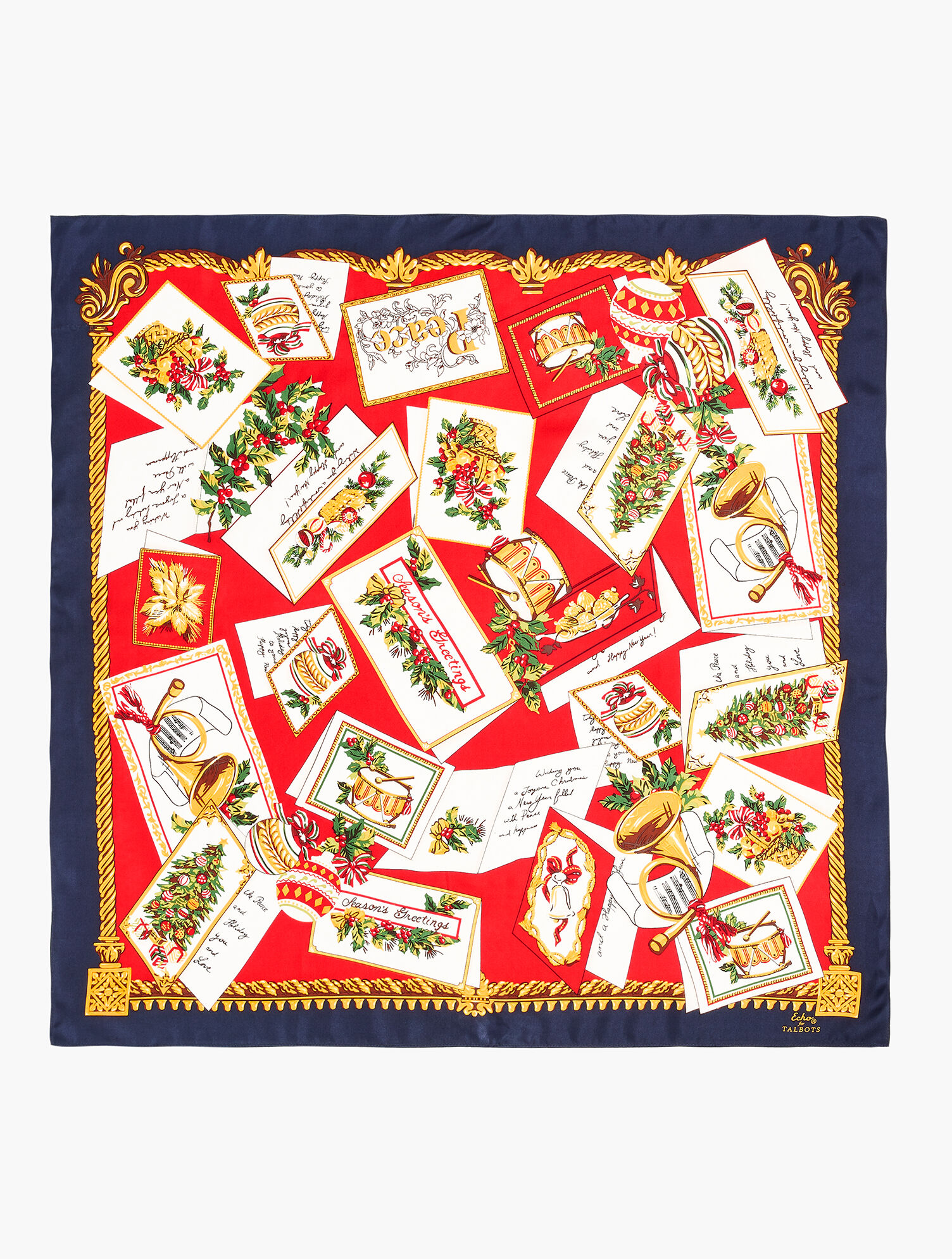 Holiday Postcard Silk Square Scarf
