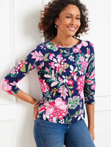 Bateau Neck Tee - Joyful Jacobean