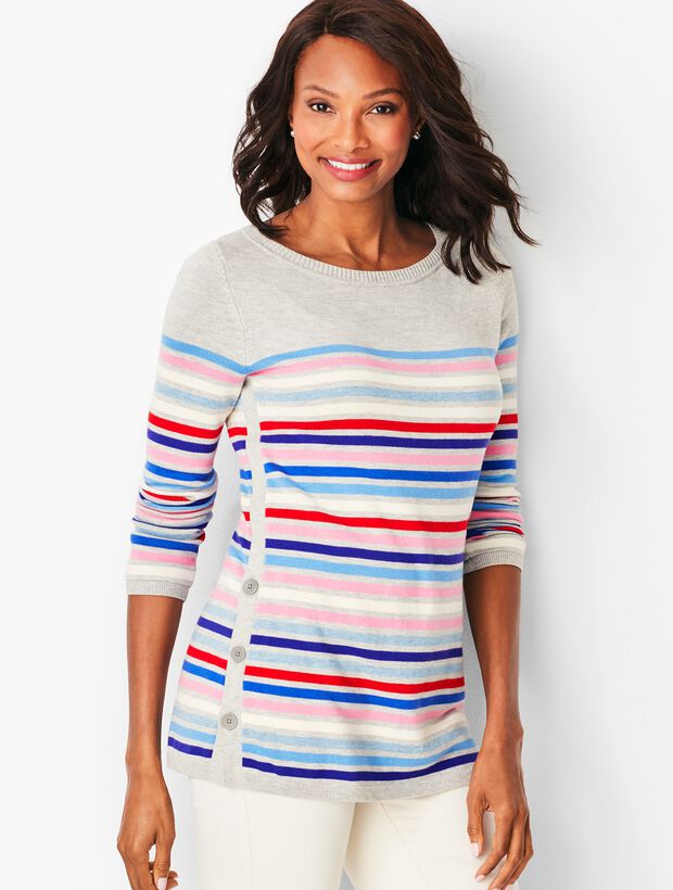 Multi-Stripe Side-Button Sweater