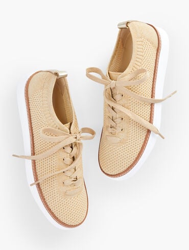 Brittany Knit Lace Up Sneakers - Metallic