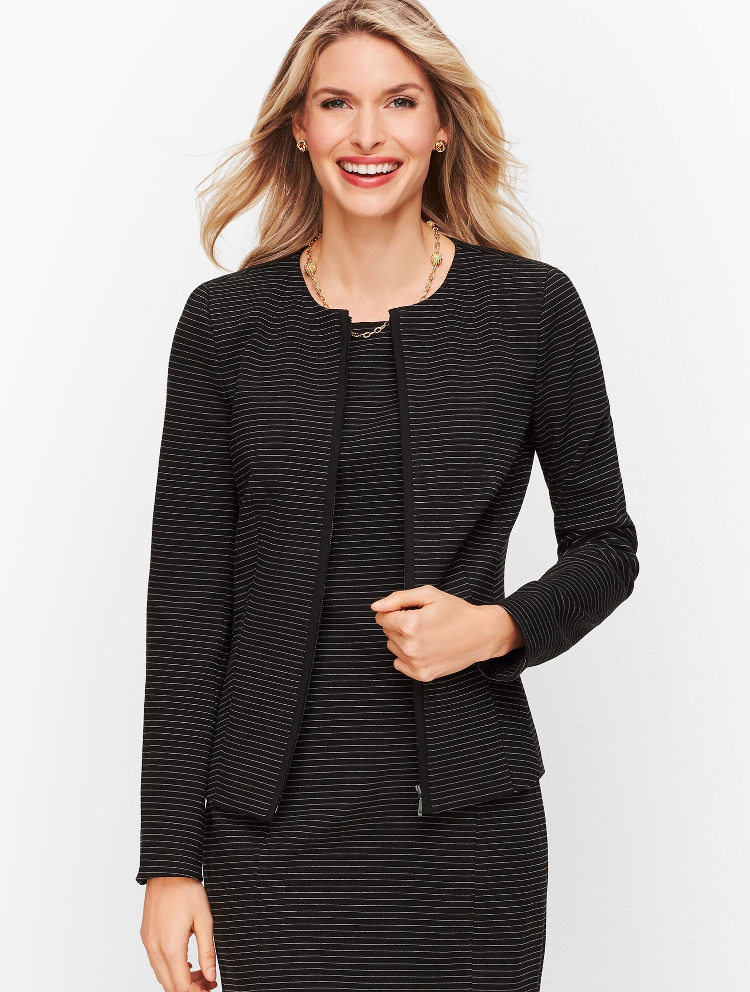 Front Zip Up Stripes Detail Jacket And Pants Set main image 1