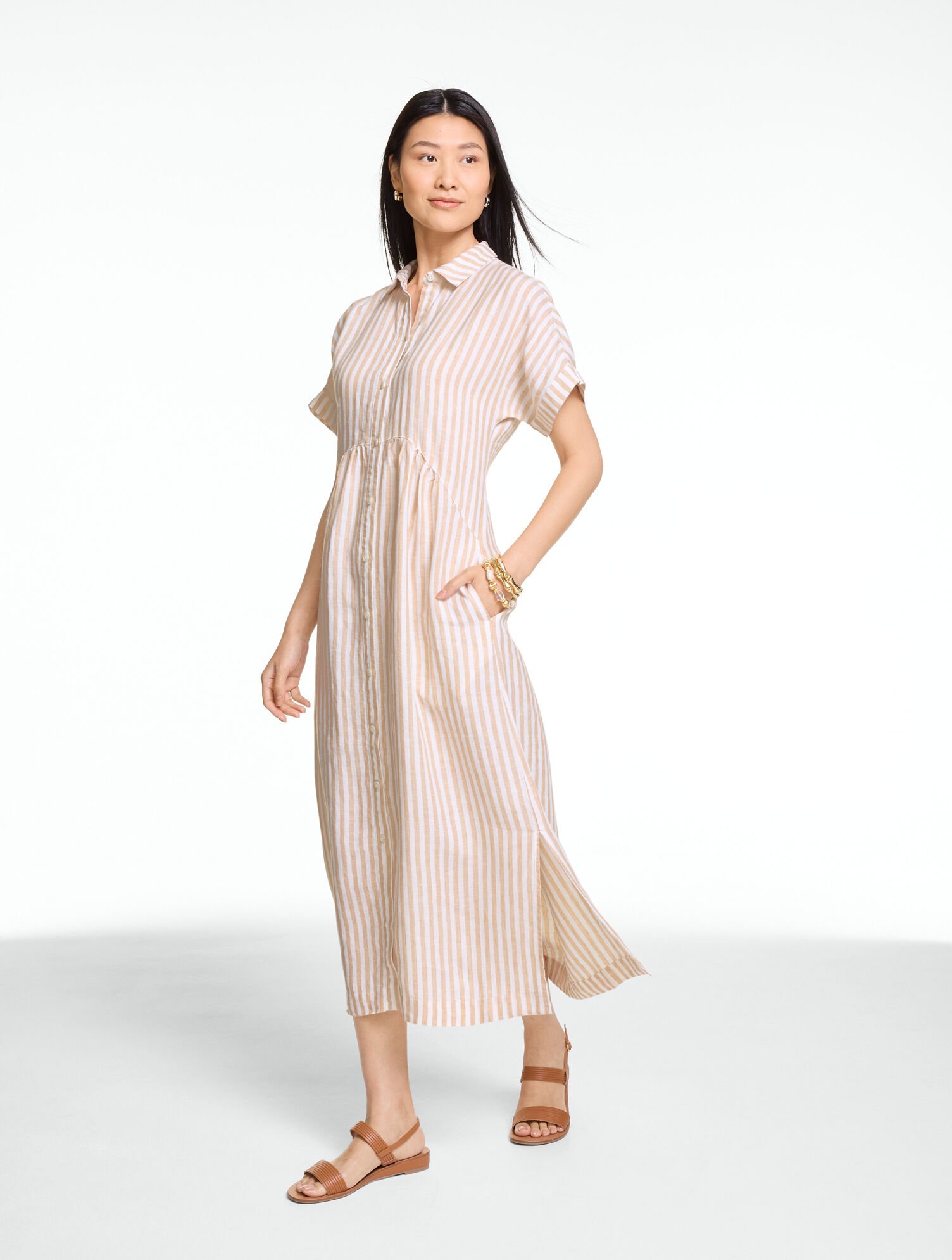 Linen Shirtdress - Sailboat Stripe