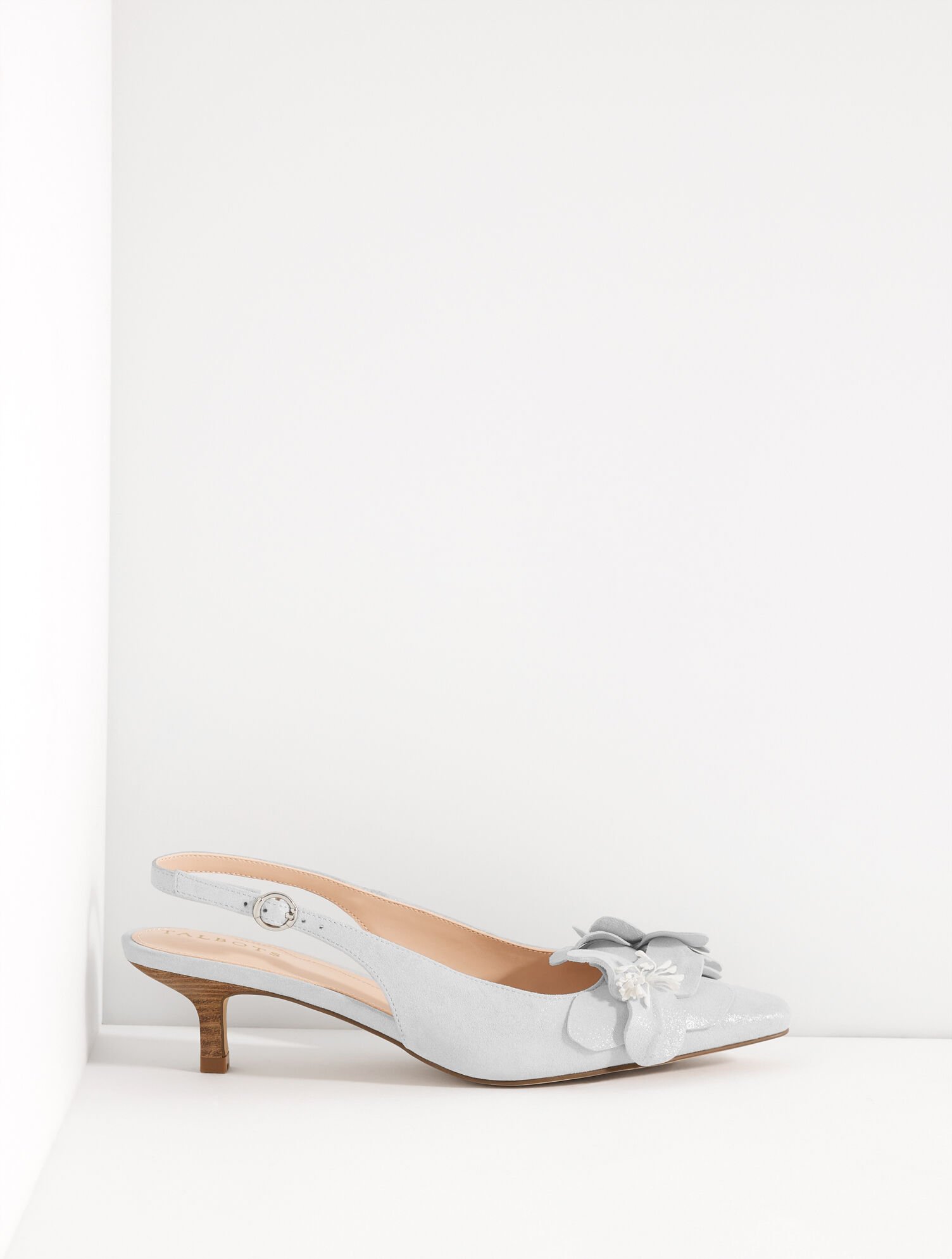 Tabitha Flower Metallic Nappa Slingback Pumps