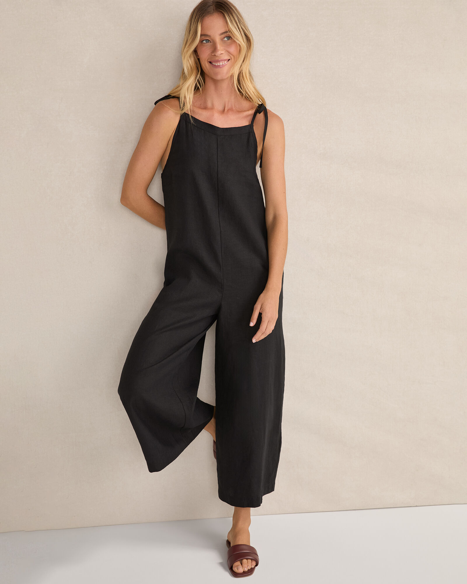 Organic Cotton Linen Strappy Jumpsuit