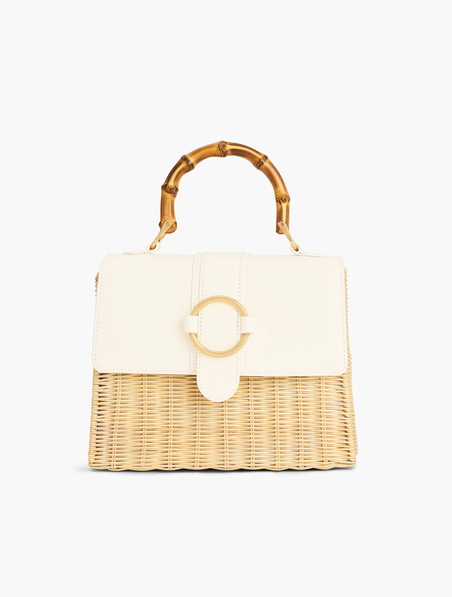 Bamboo Handle Wicker Bag