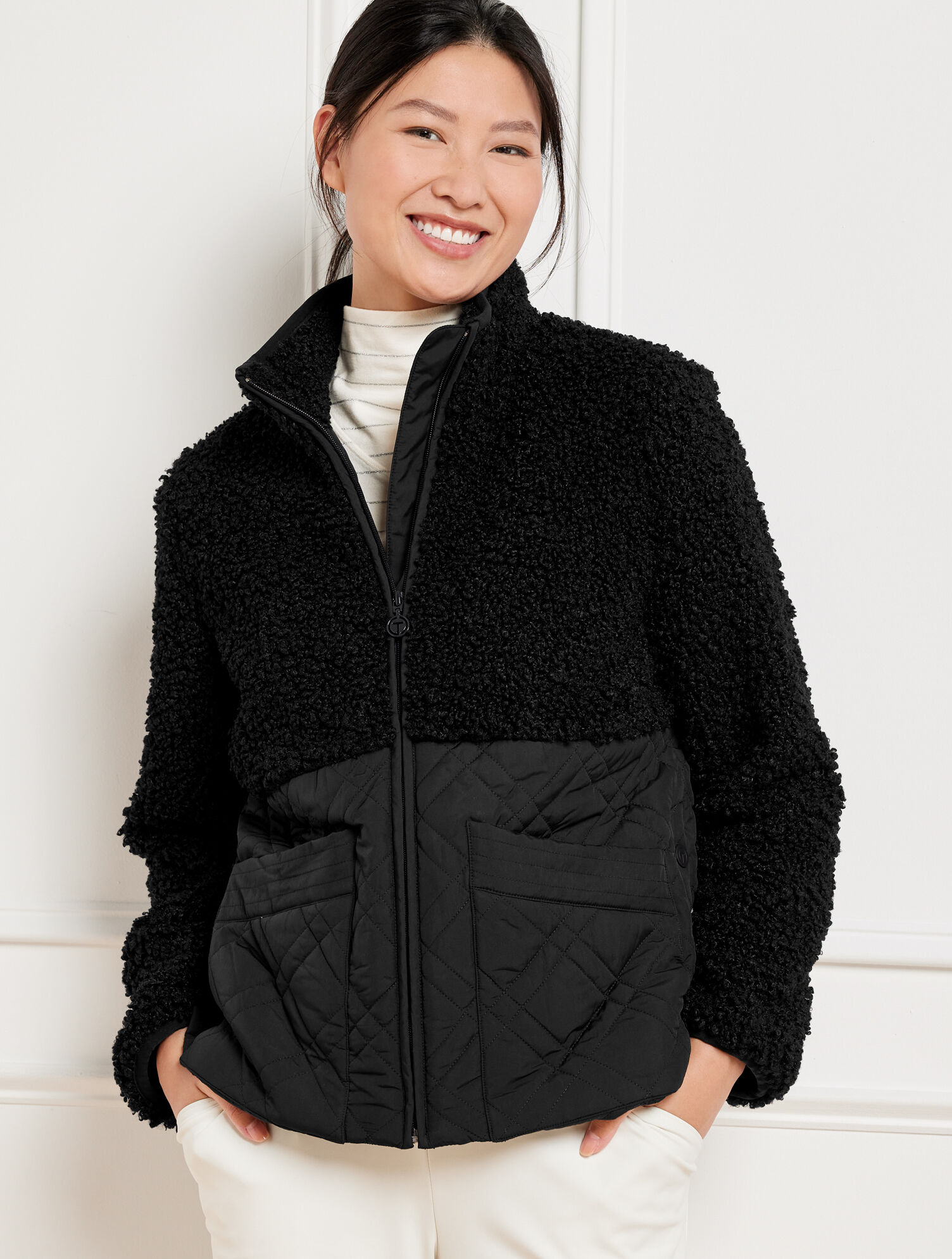 Quilted Sherpa Mixed Media Jacket | Talbots