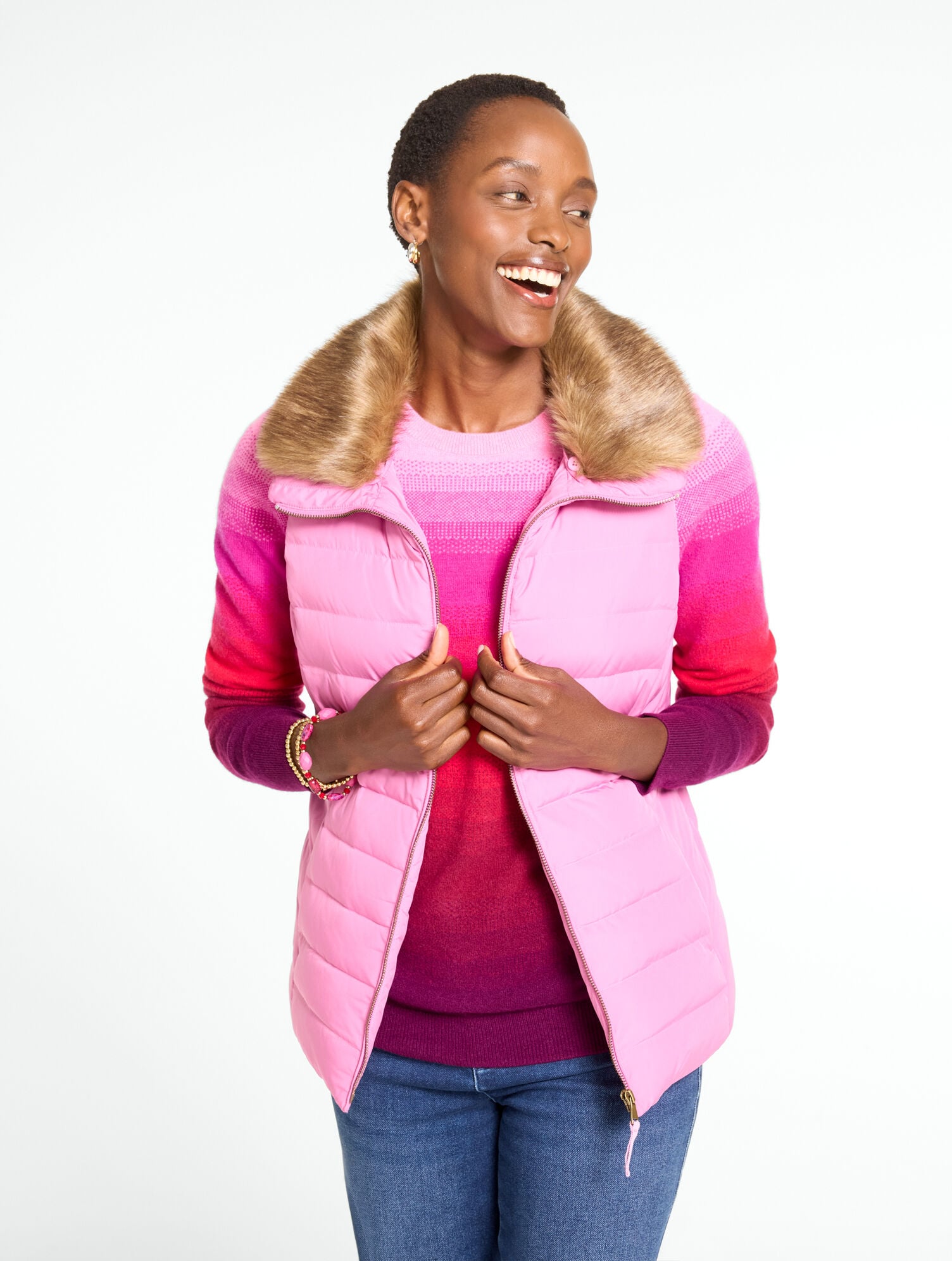 Faux Fur Collar Puffer Vest