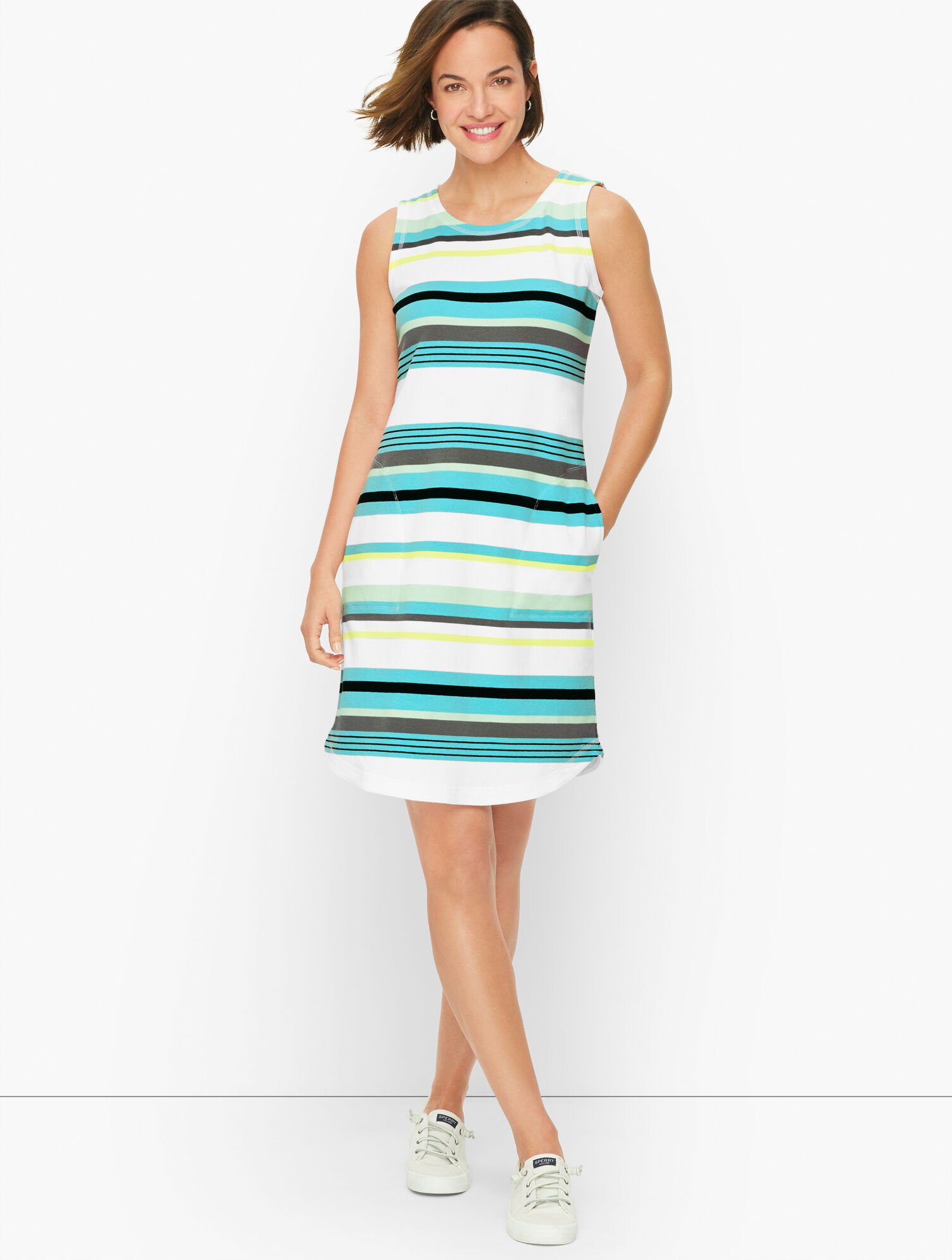 blue and white striped tank dress Misty Blue Striped Dress Large main image 0