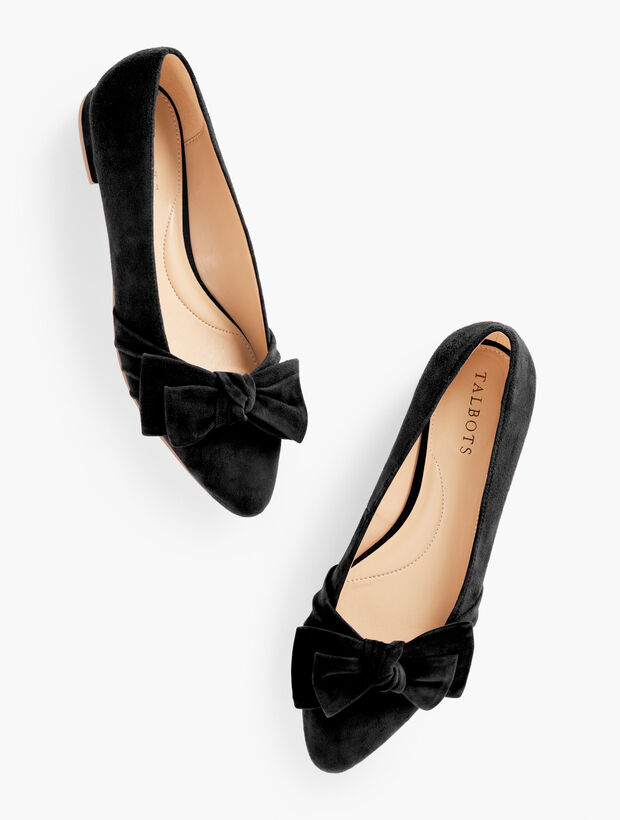 Edison Bow Flats - Suede | Talbots