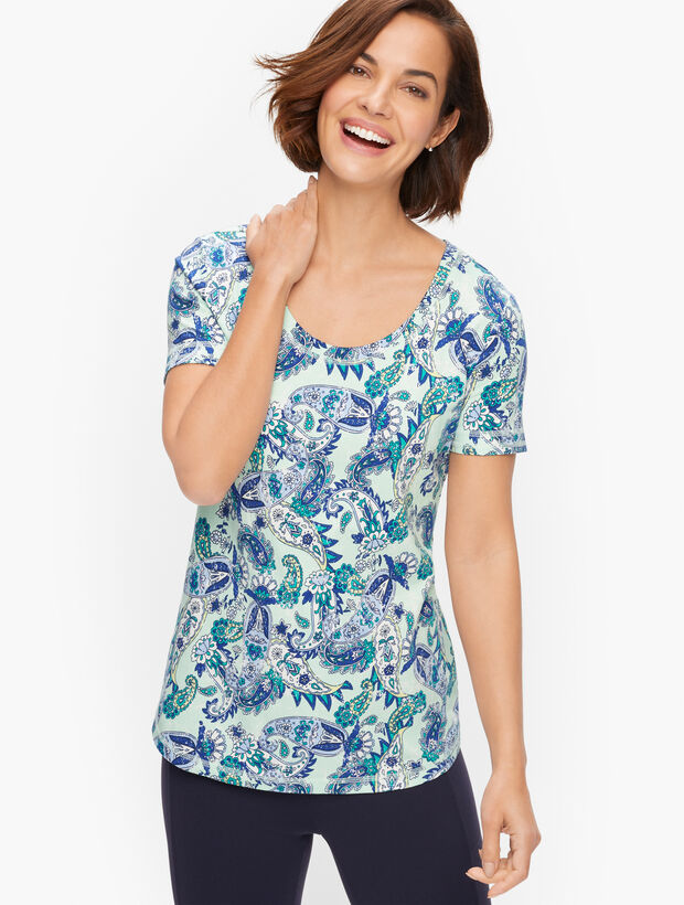 Cotton Blend Jersey Tee - Playful Paisley