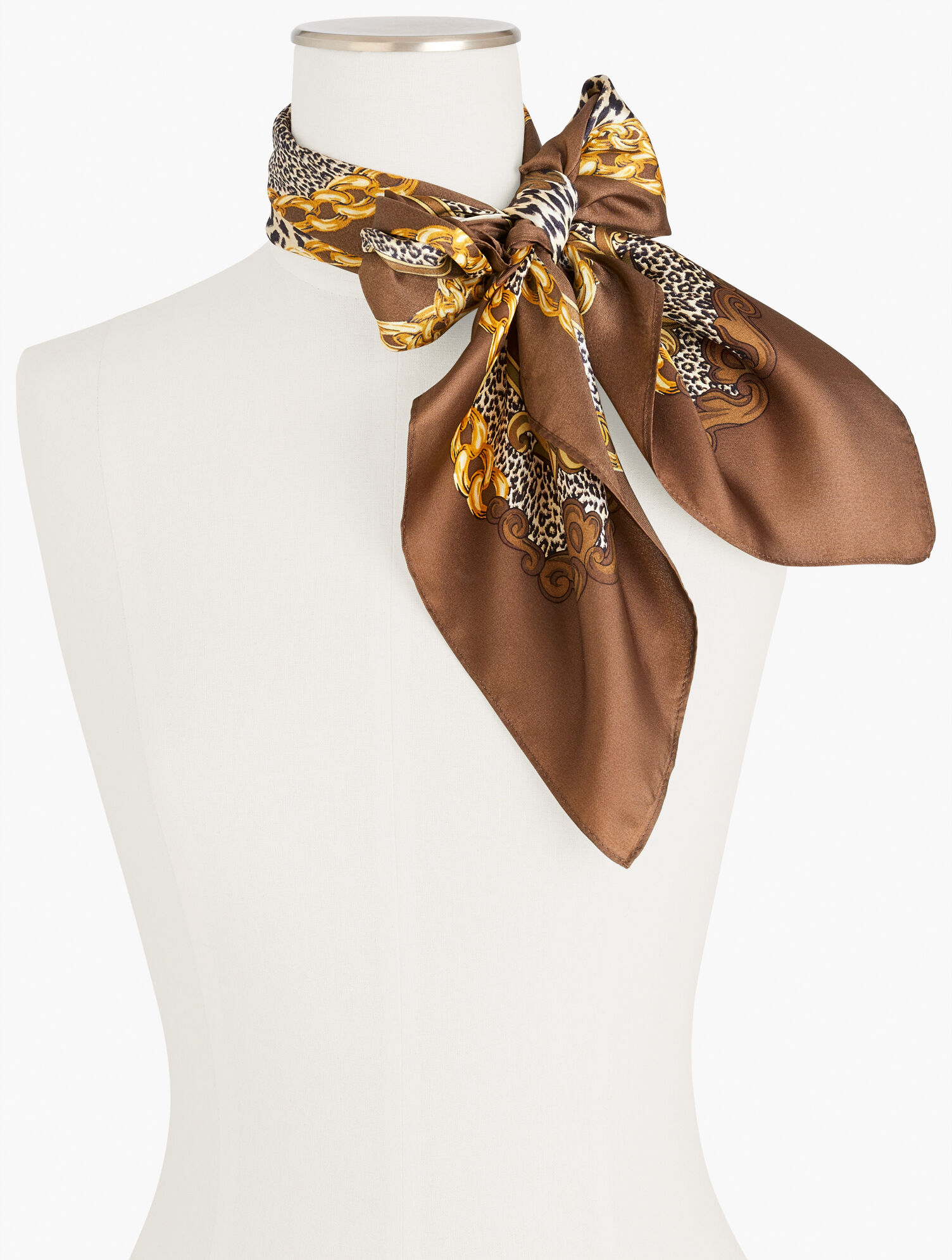 Leopard Pearl Silk Square Scarf