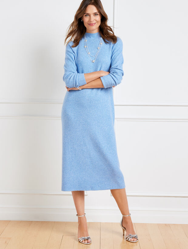 Cable Knit Mockneck Sweater Dress