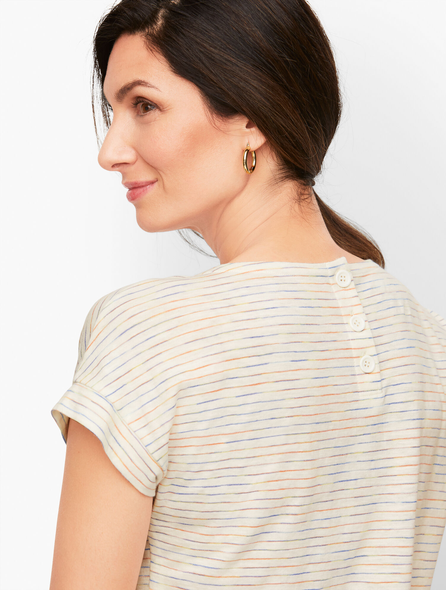Drop Shoulder Pocket Tee - Paradise Stripe