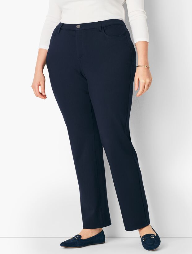 Plus Size High-Rise Straight-Leg Pants - Curvy Fit - Ponte