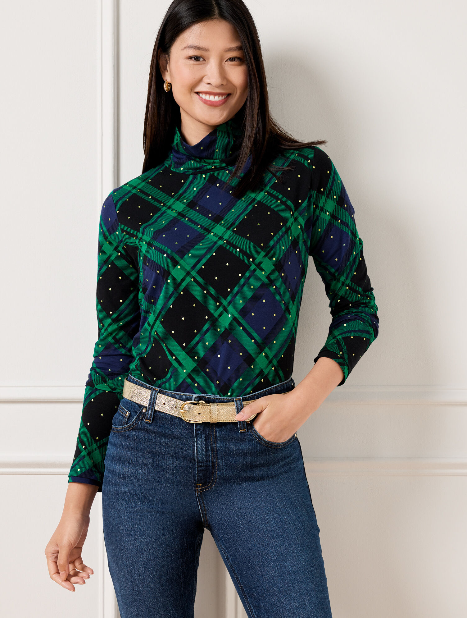 Classic Turtleneck &ndash; Black Watch Plaid