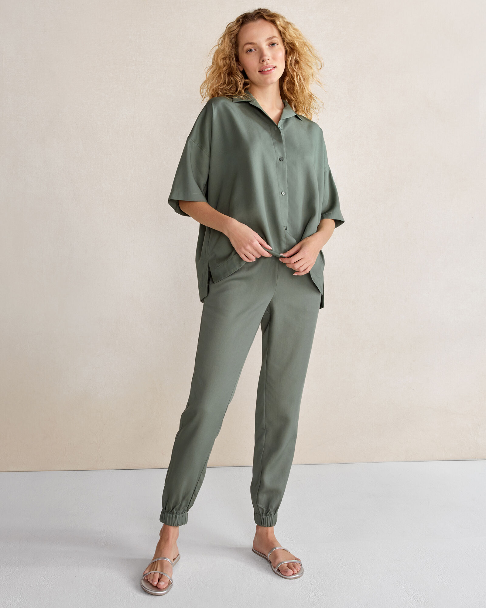 Drapey Twill Joggers