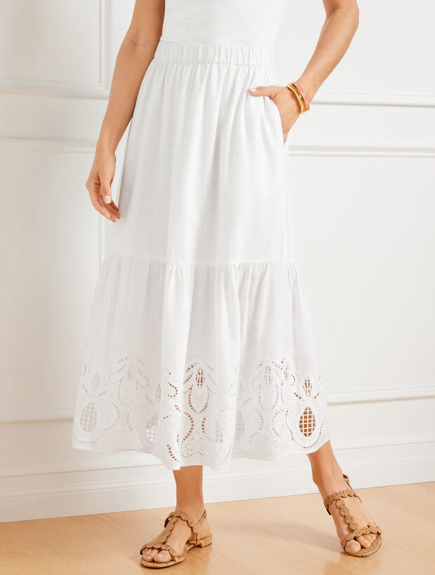 Embroidered Fit & Flare Skirt | Talbots Embroidered Fit & Flare Skirt | Talbots