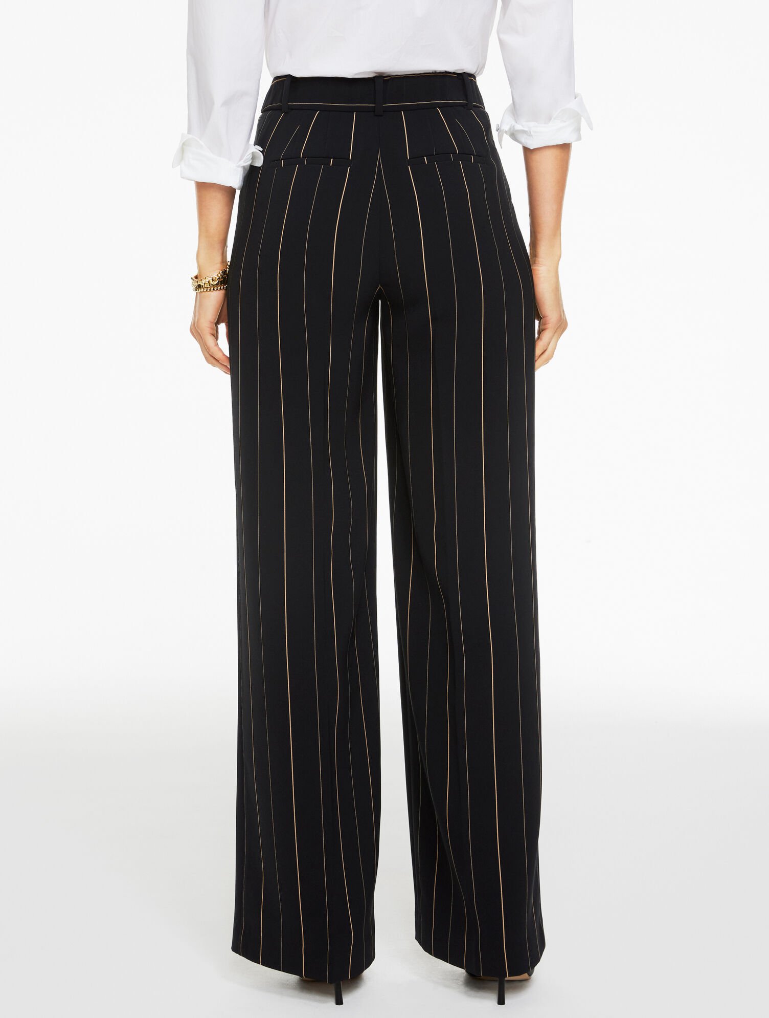 Wide Leg Polished Crepe Pants - Majestic Stripe