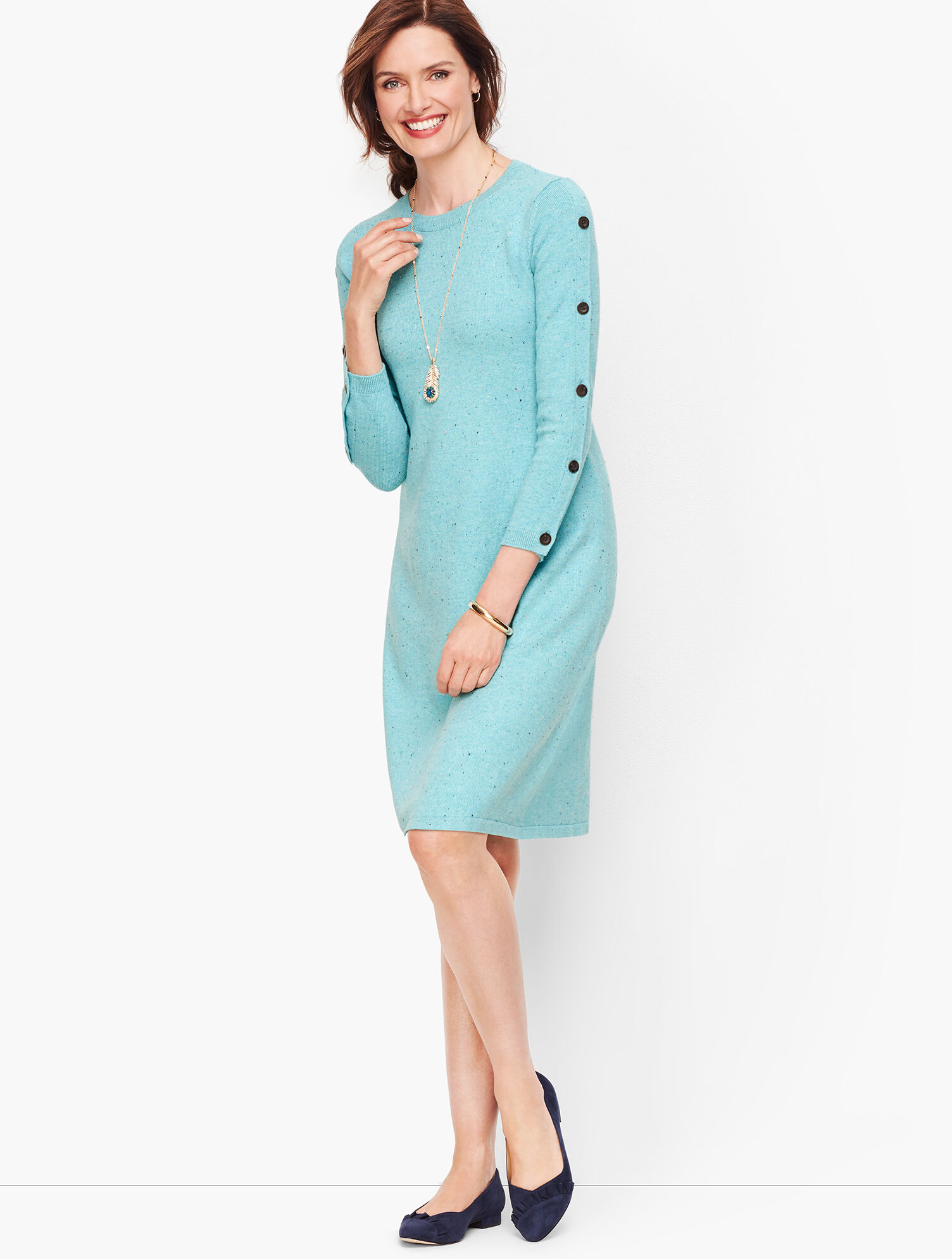 long formal cocktail dresses Amal Button Front Sweater Dress