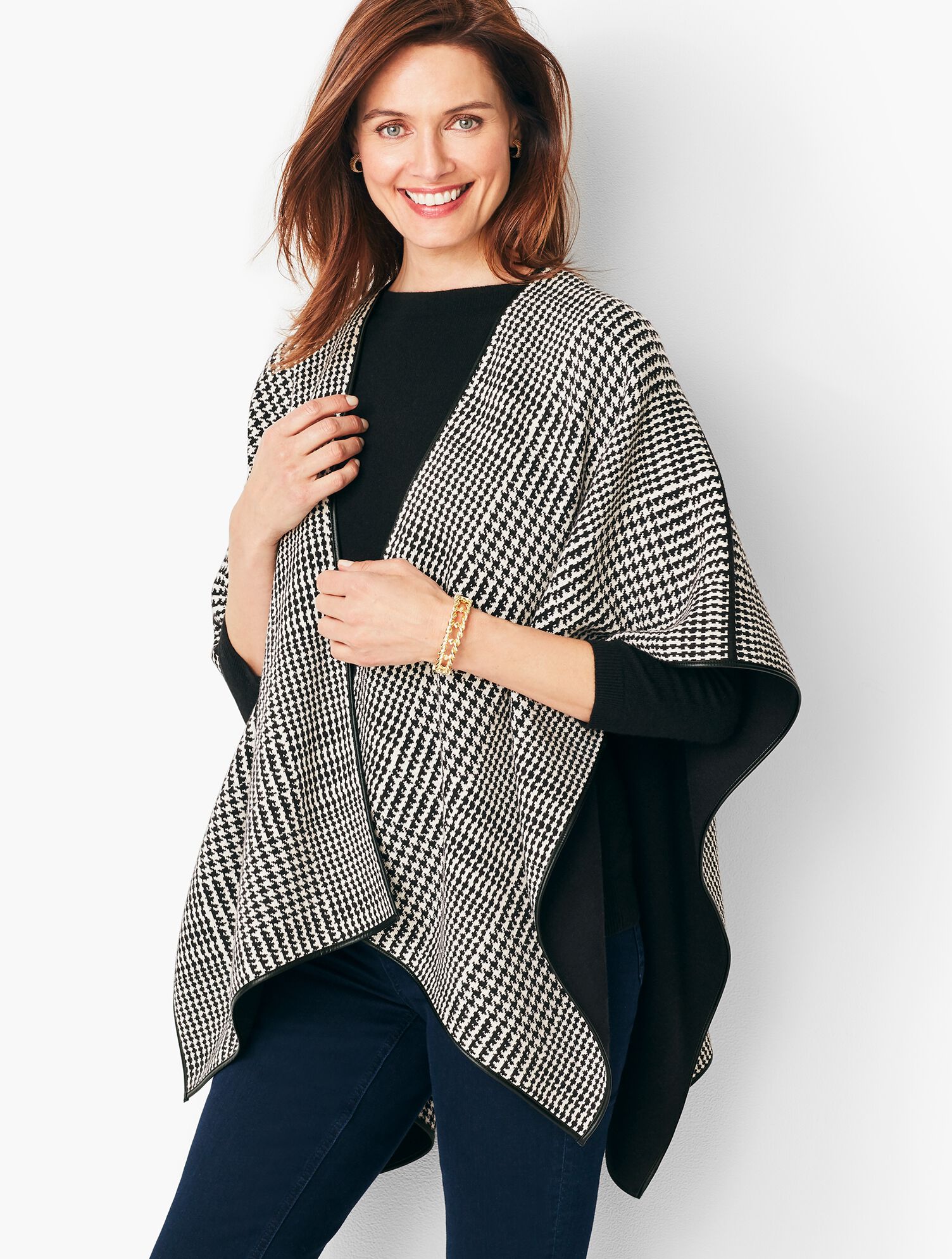 Talbots Ruanas Trimmed Plaid Ruana | Talbots