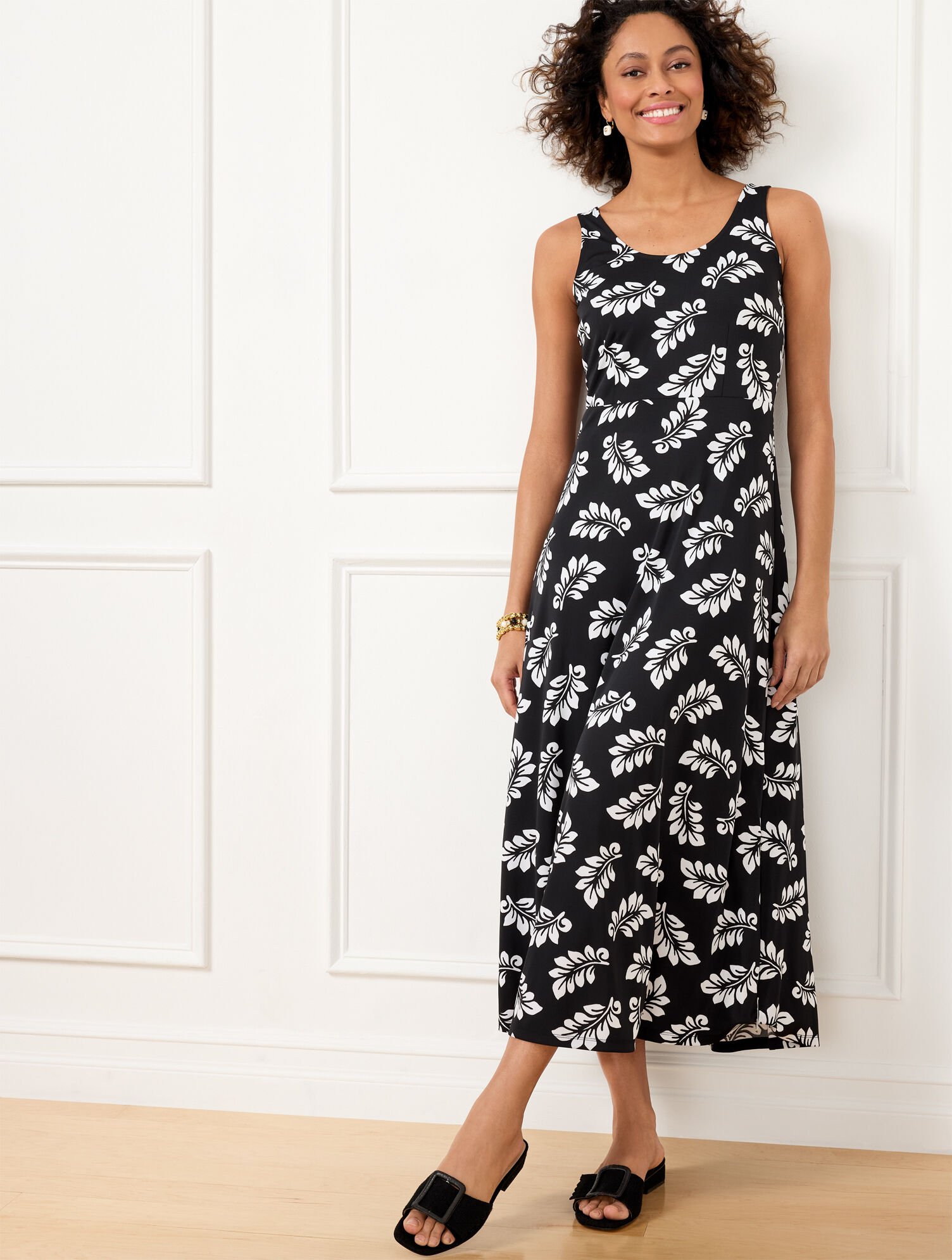Sleeveless Jersey Maxi Dress - Tossed Fronds