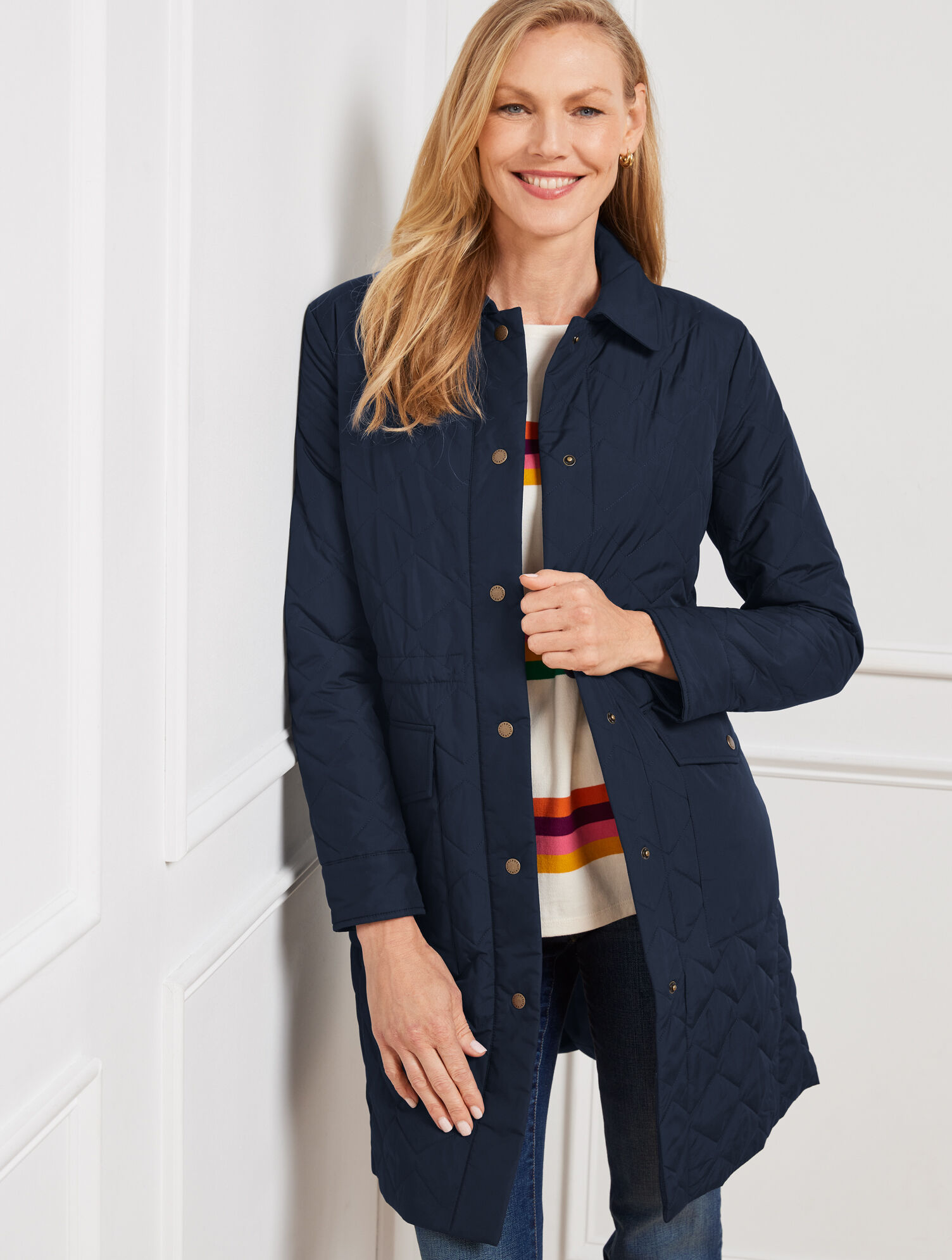 Quilted Long Coat Talbots