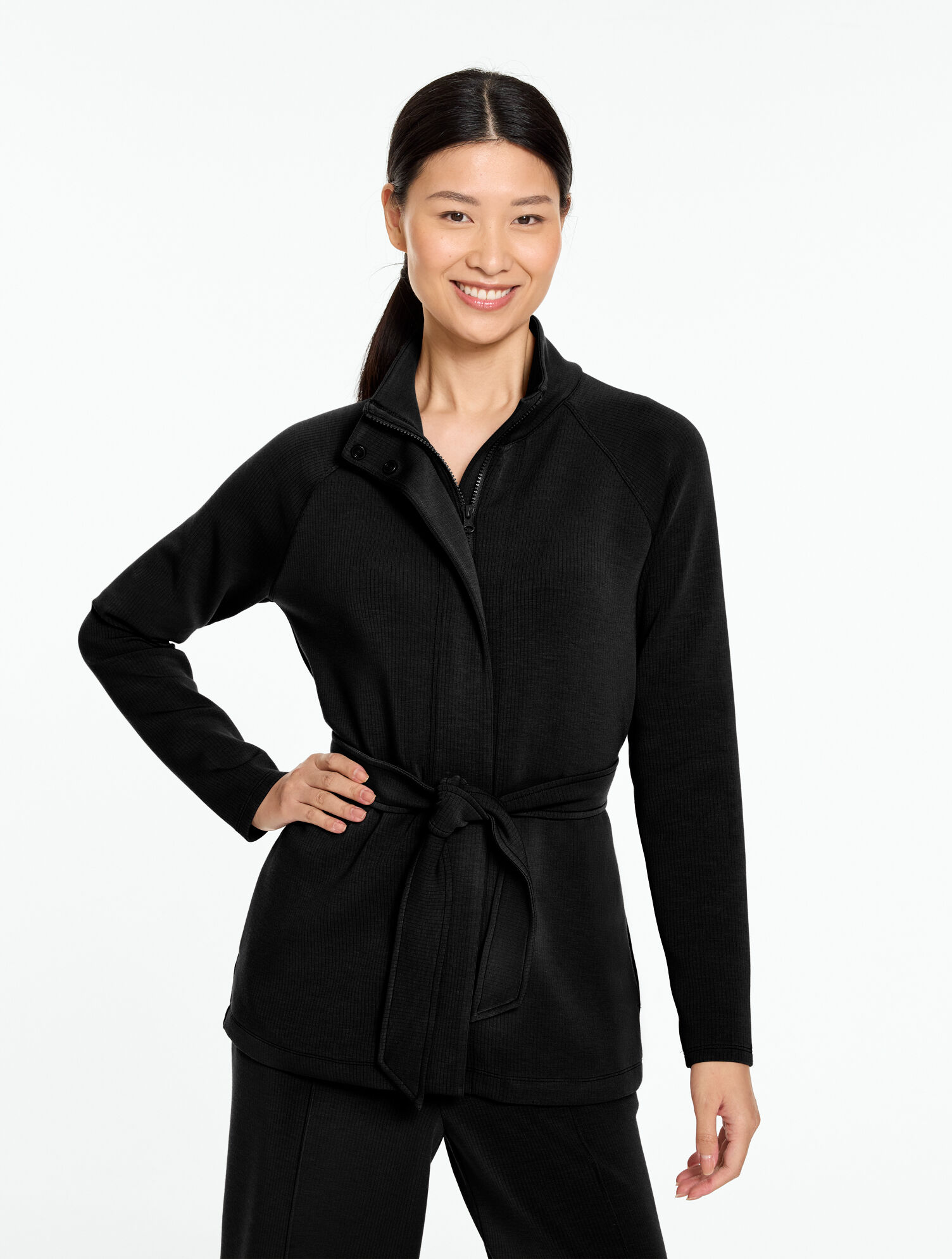 AirKnit Stretch Belted Mockneck Jacket