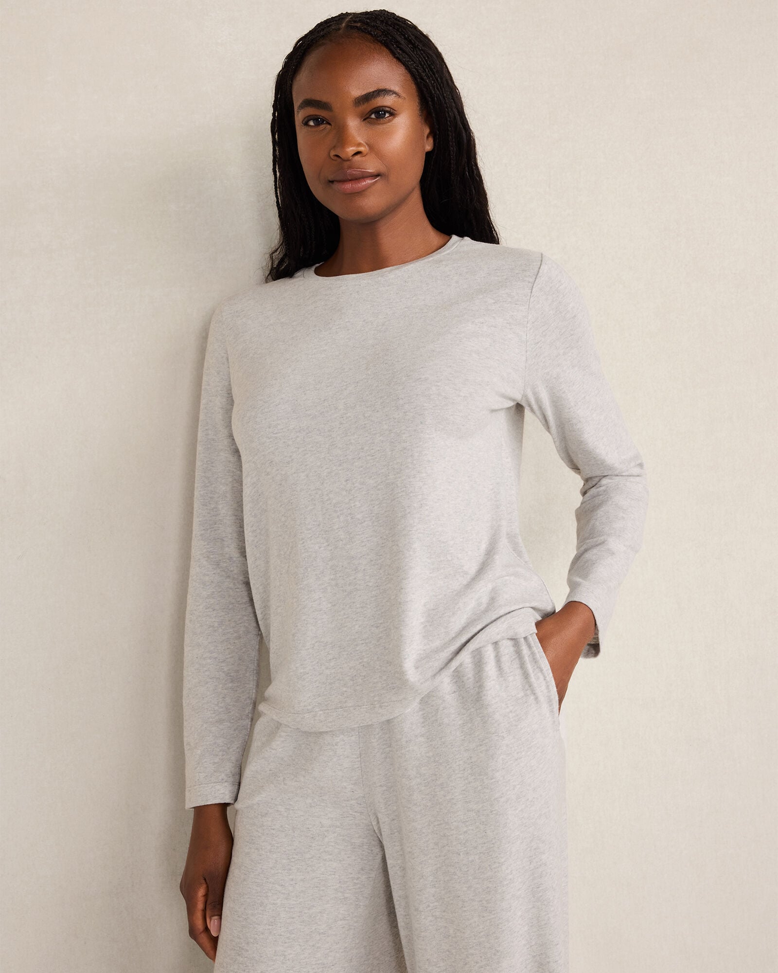 Cotton Modal Brushed Jersey Crewneck