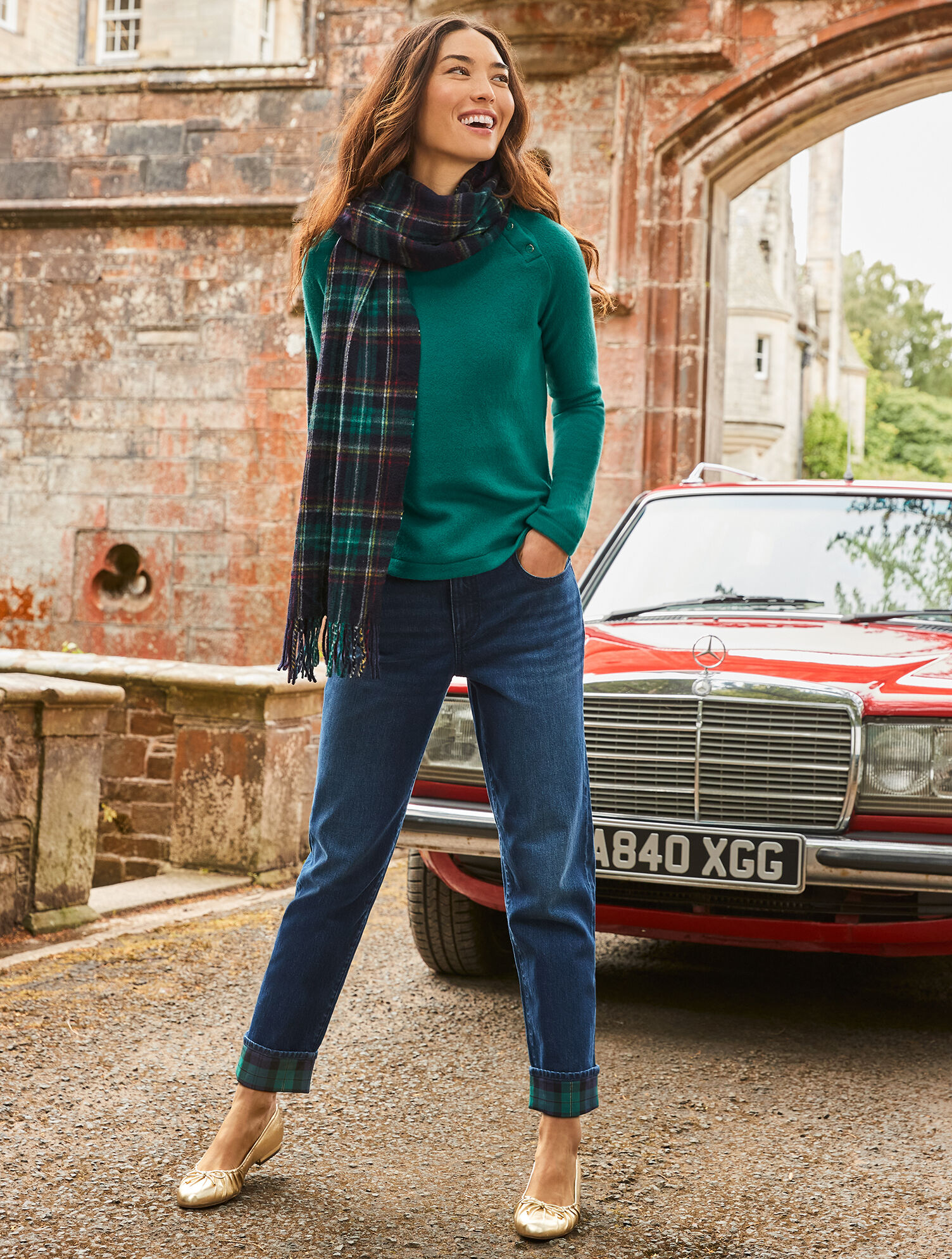 Everyday Relaxed Jeans - Tartan Cuff