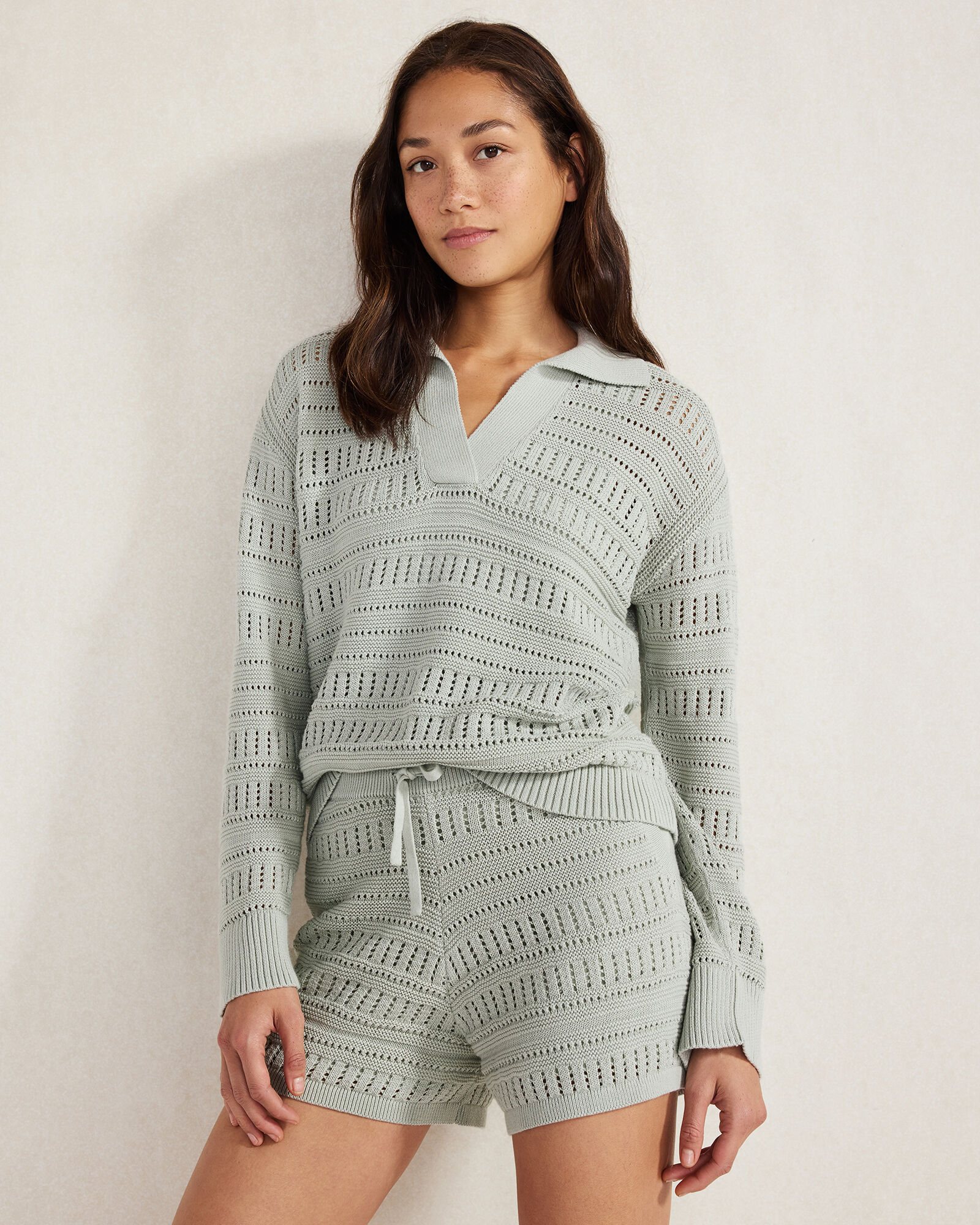 Organic Cotton Open Stitch Johnny Collar Sweater - image 2