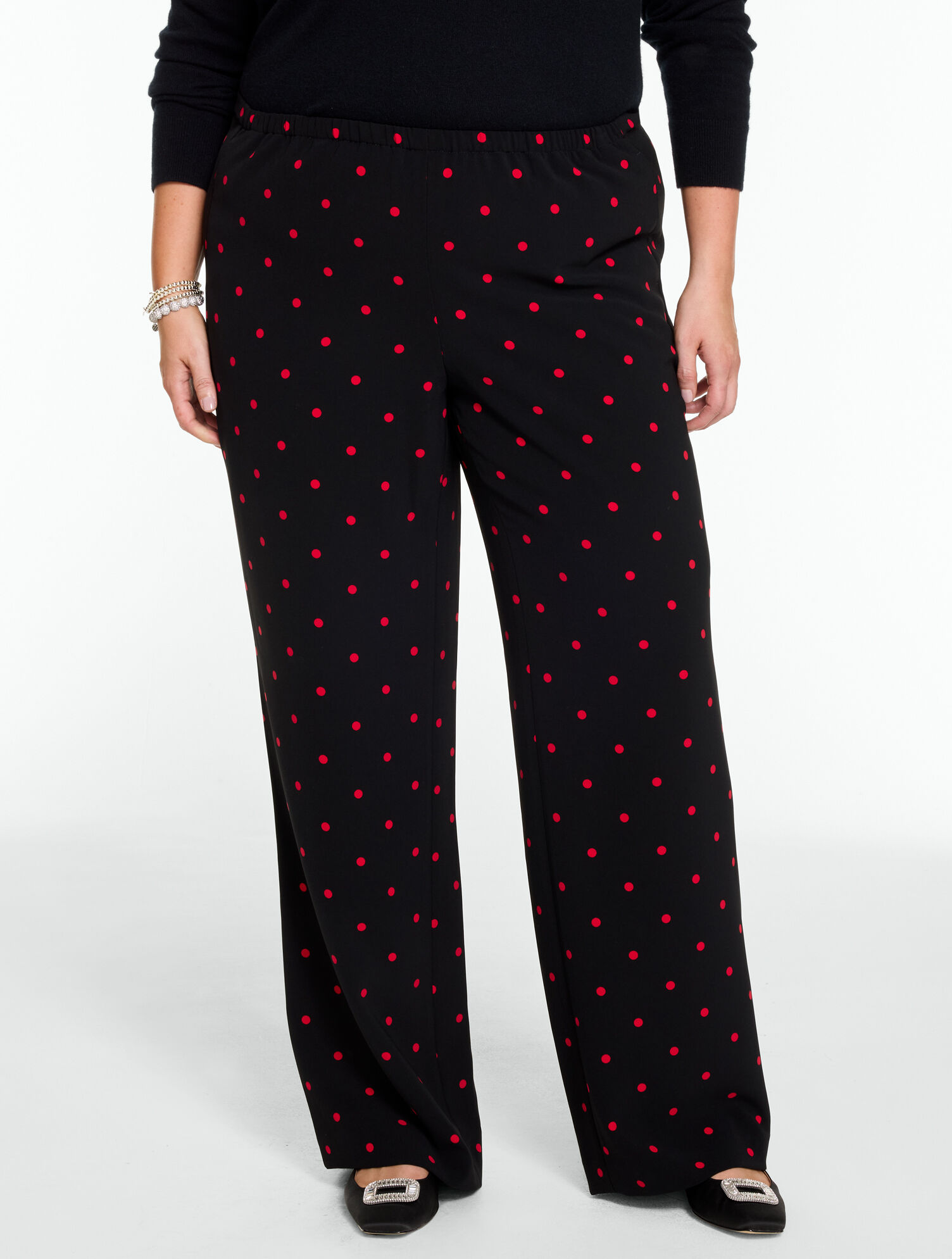 Wide Leg Pull-On Pants - Glamorous Dot