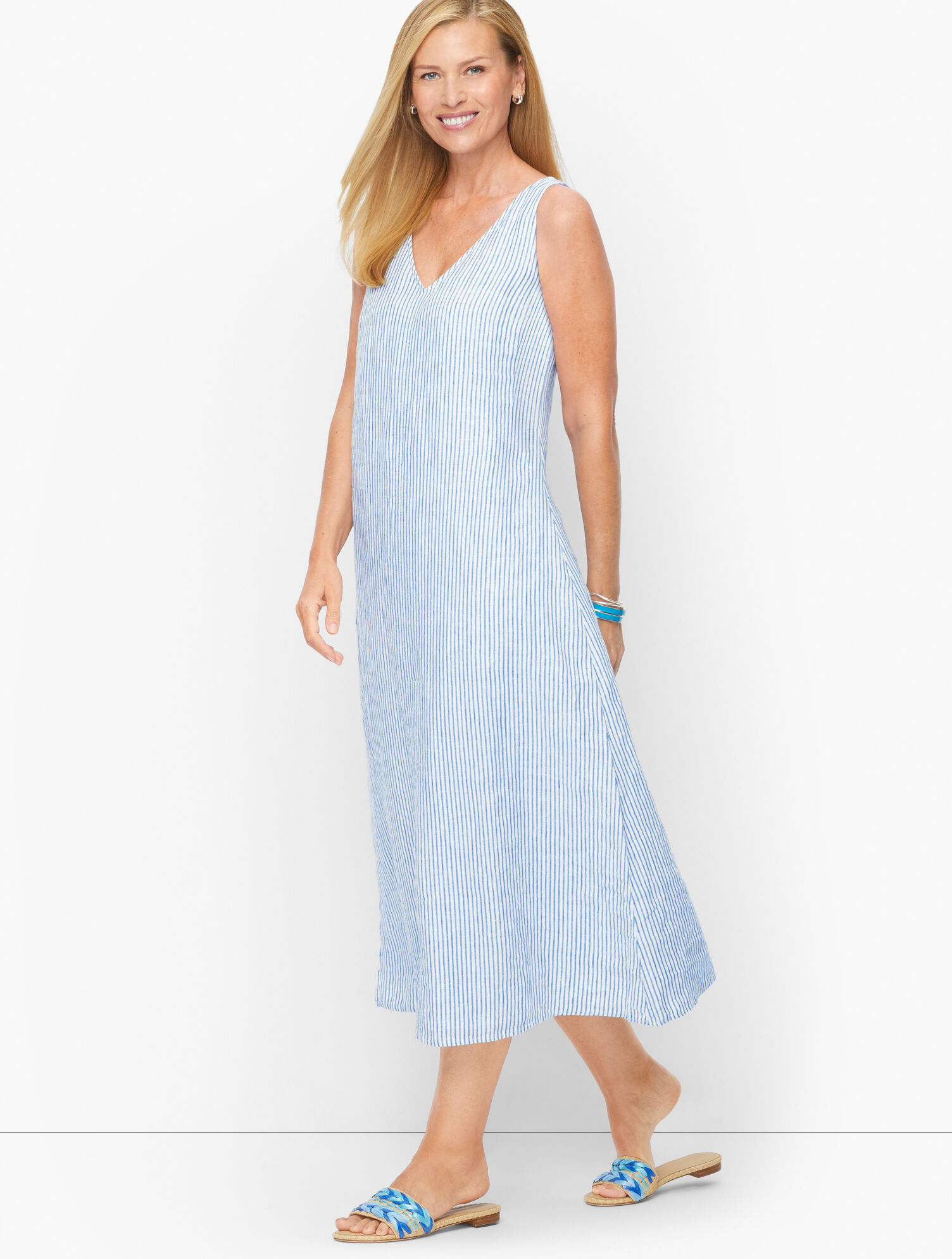 Linen Maxi Dress - Sandy Stripe
