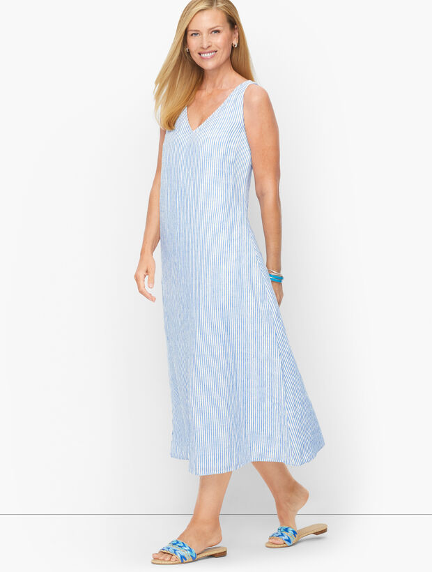 Linen Maxi Dress - Sandy Stripe