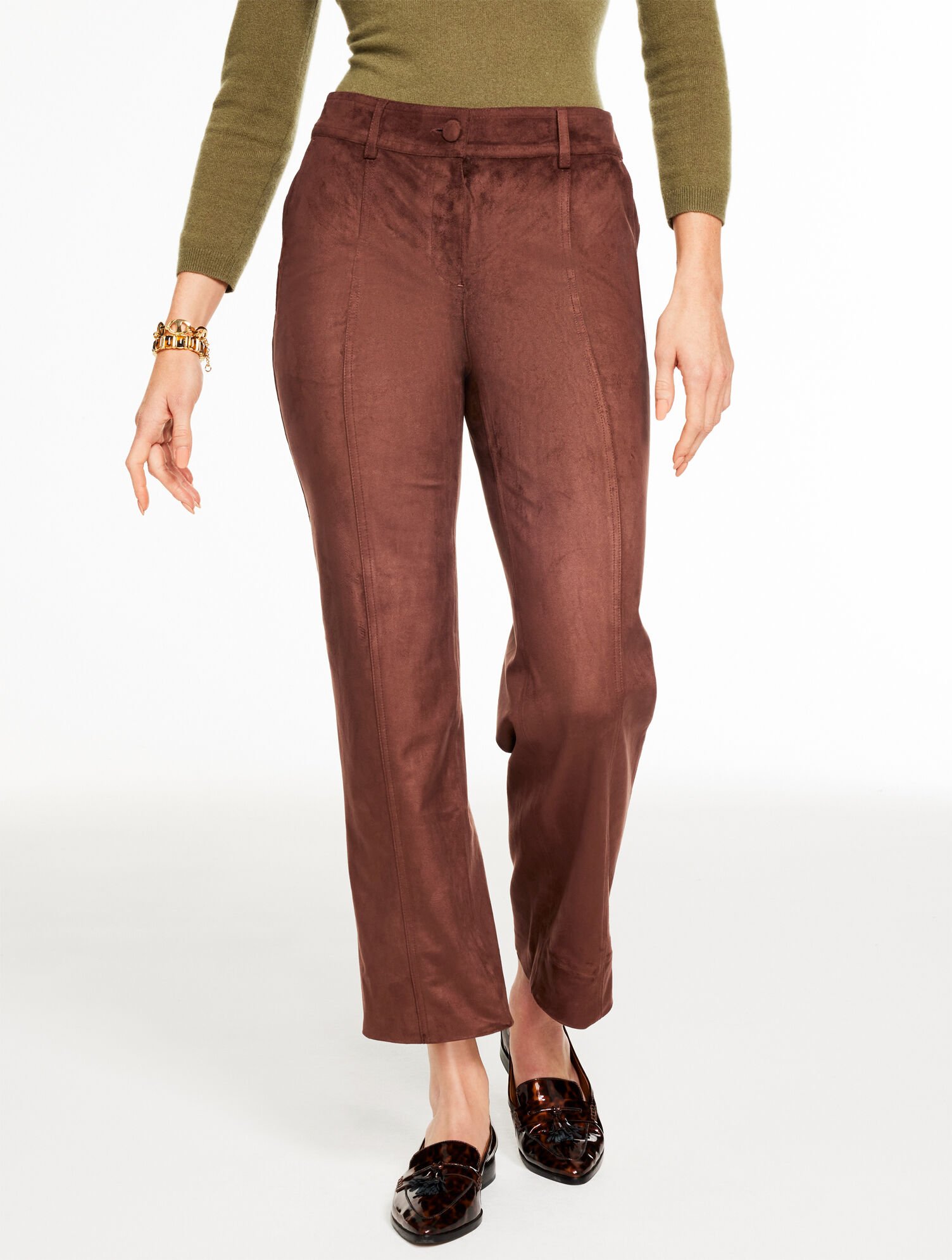 Slim Wide Ankle Faux Suede Pants Talbots