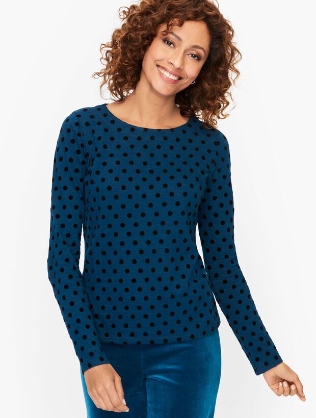 Luxe Velour Long Sleeve Dot Tee