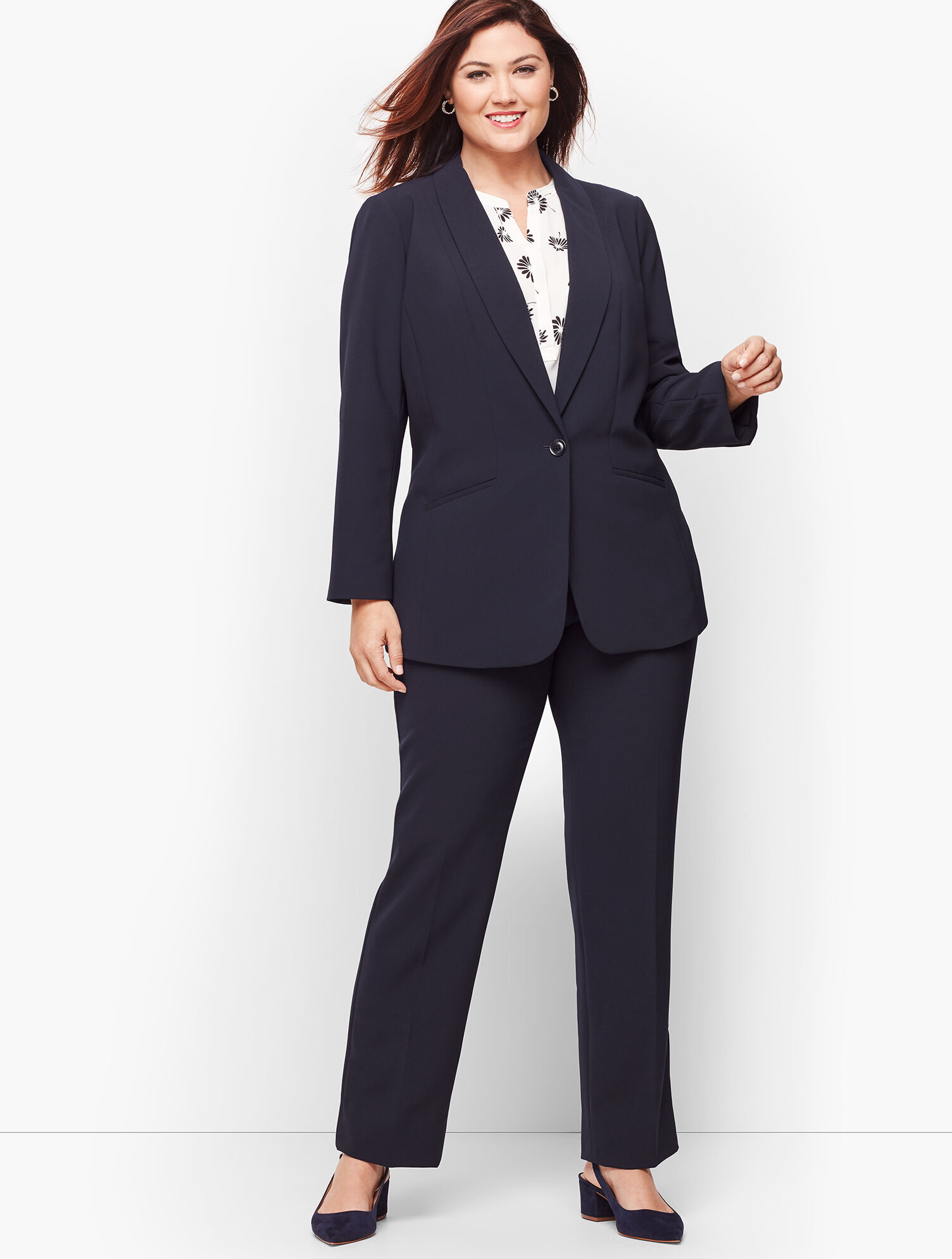 Stretch Crepe Straight Leg Pants