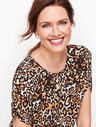Leopard Ruched-Sleeve Top