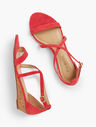 Capri Cross-Strap Mini-Wedge Sandals - Suede