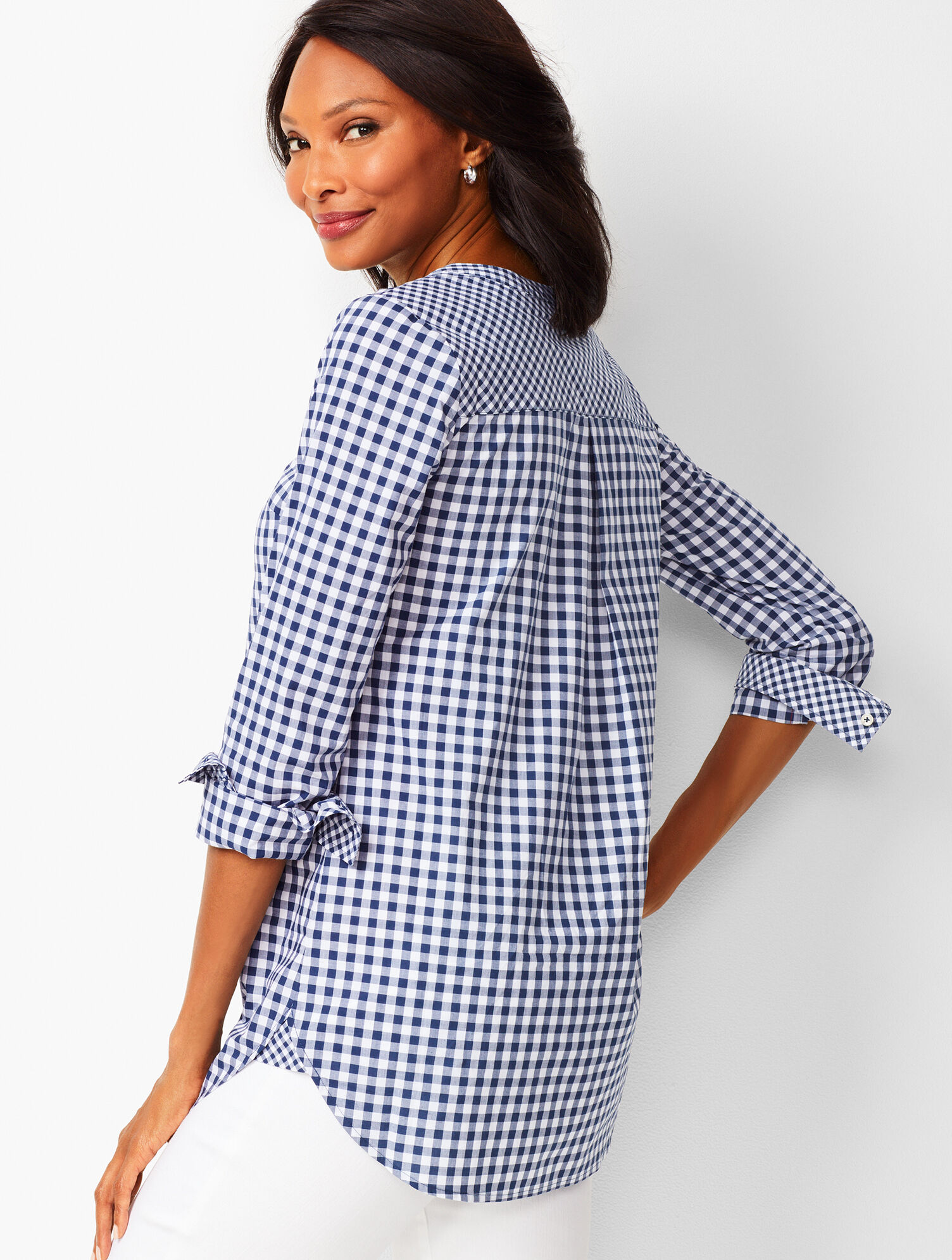 Gingham Split-Neck Tunic | Talbots
