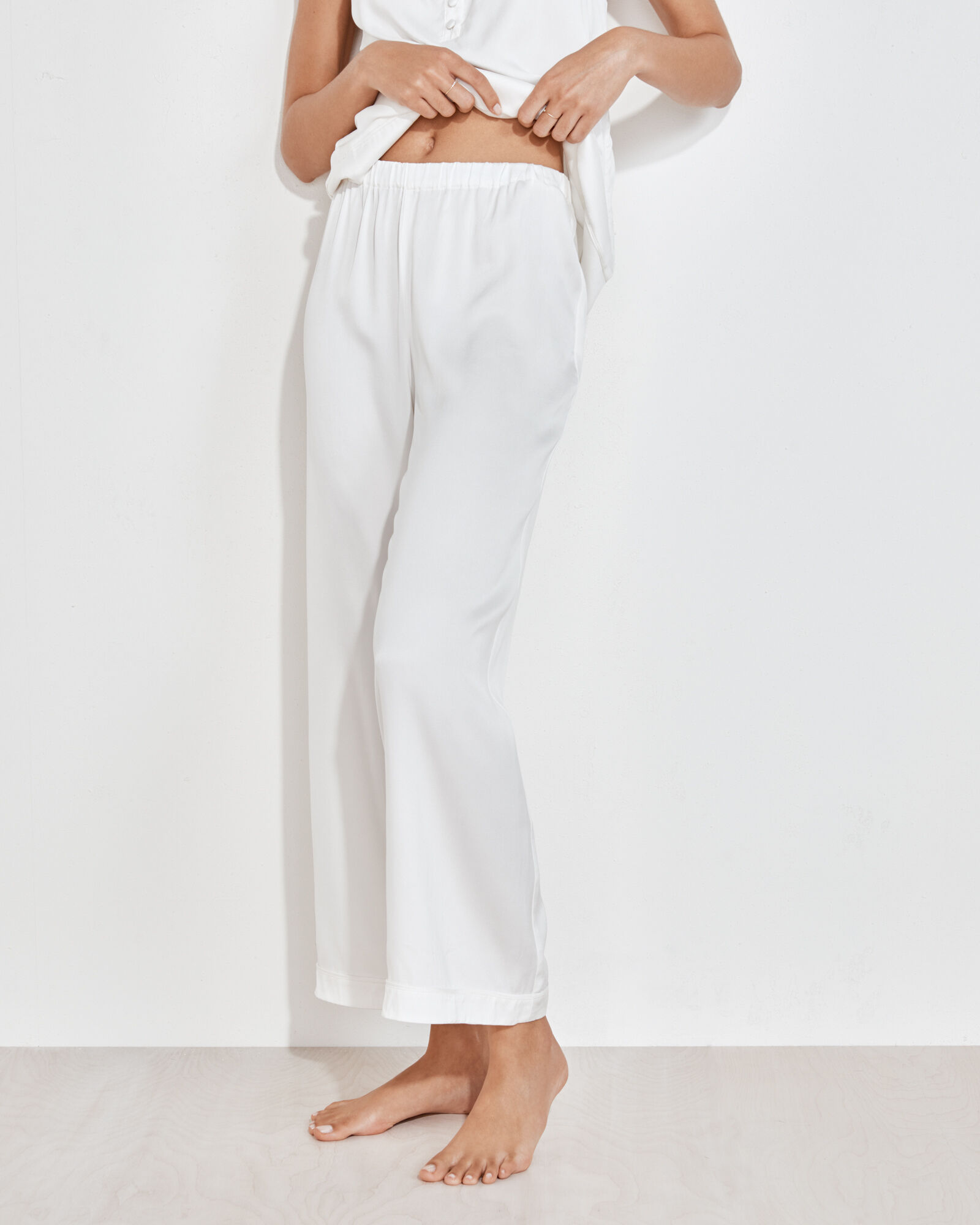 Washable Silk Cropped Pants