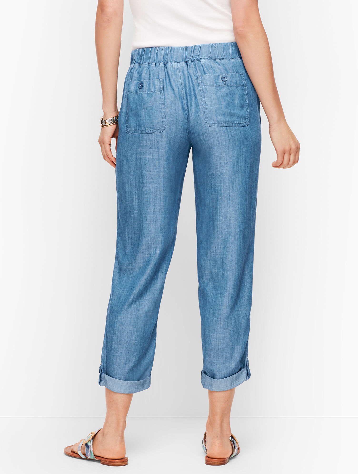 Summer Twill Slim Leg Crop Pants - TENCEL&trade;