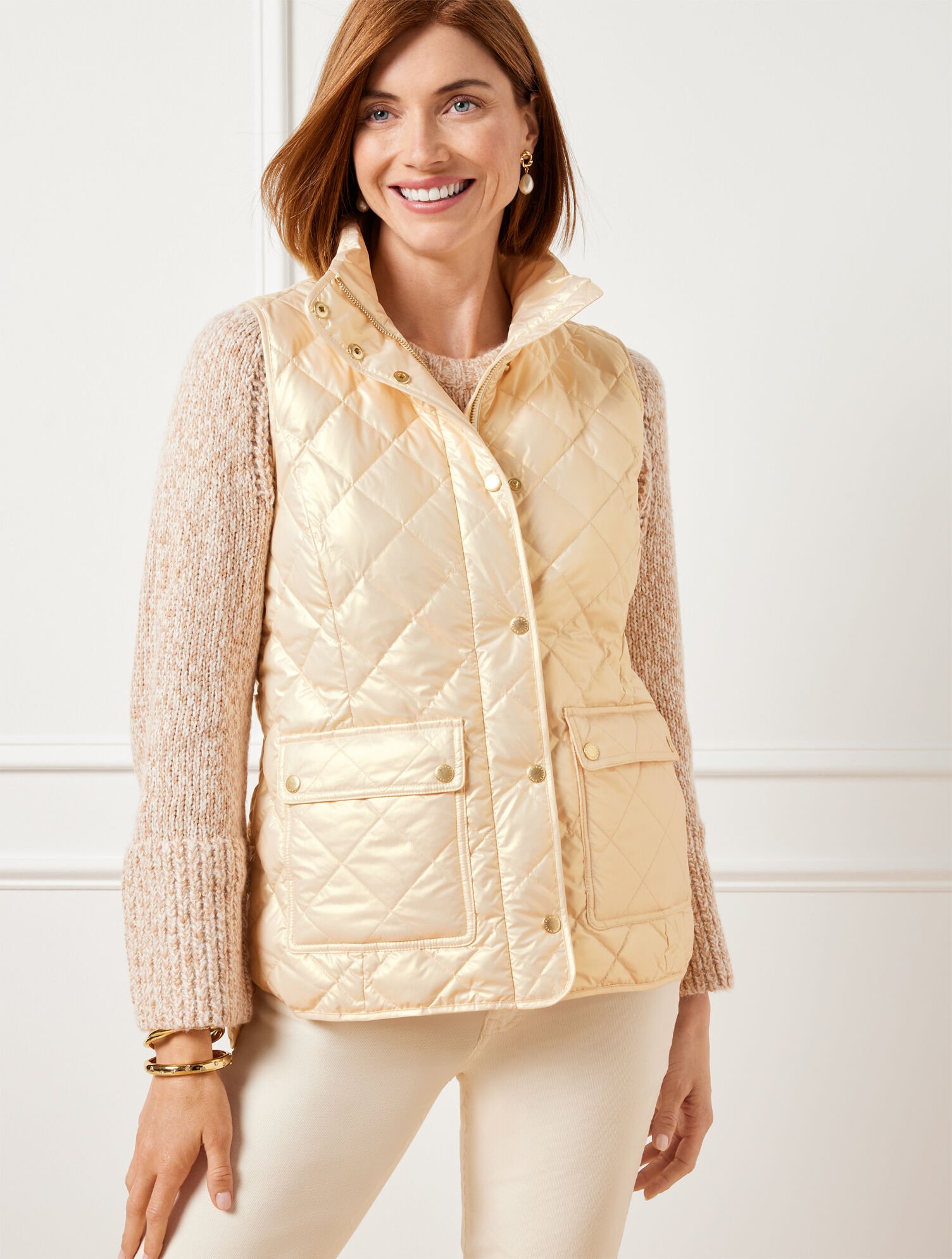 Quilted Down Puffer Vest Pearlized Talbots