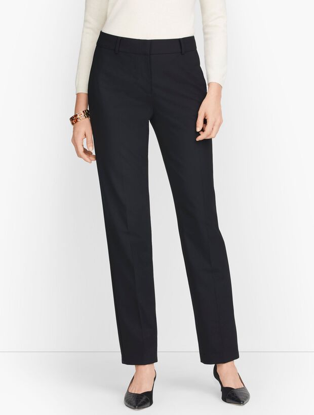 Luxe Wool Straight Leg Pants - Black - Curvy Fit