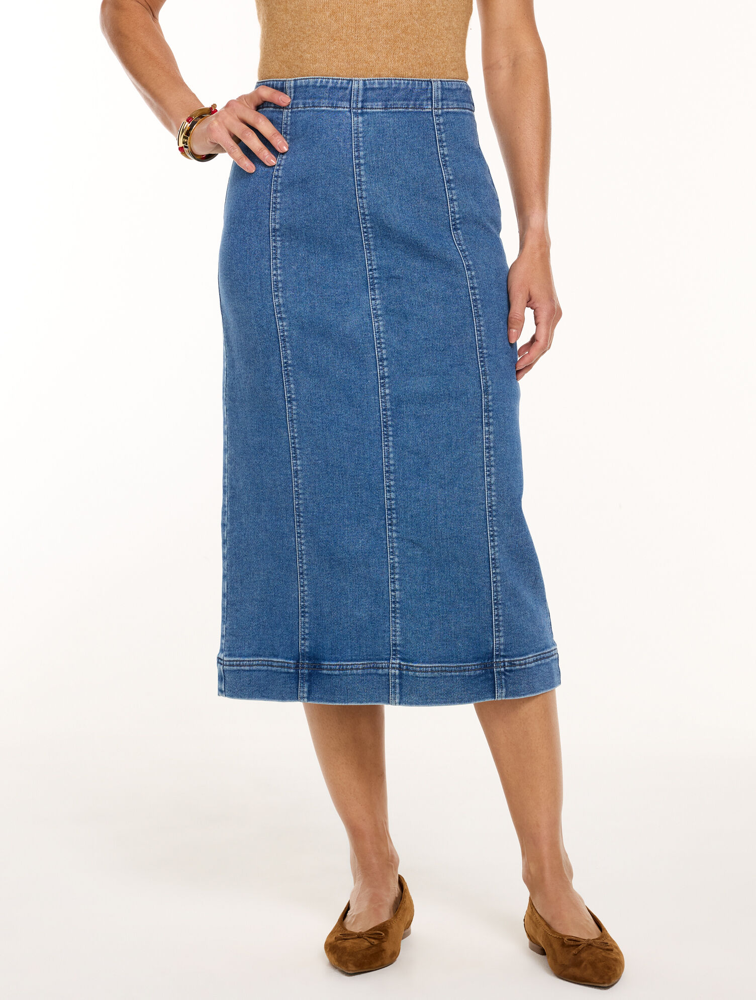 Knit Denim Midi Skirt - Jules Wash