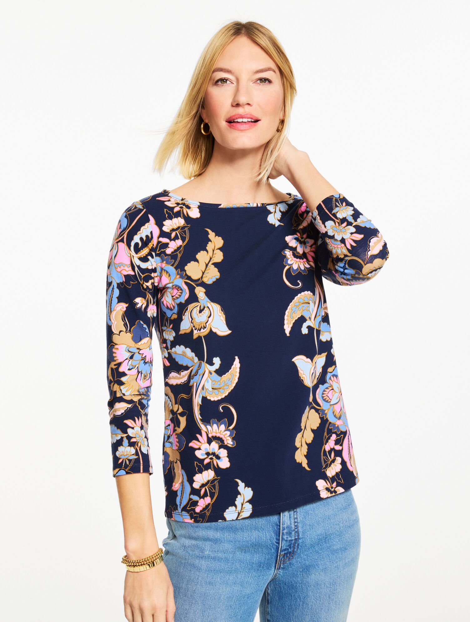 Bateau Neck Tee - Beautiful Floral