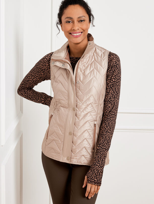 High Shine Quilted Vest | Talbots