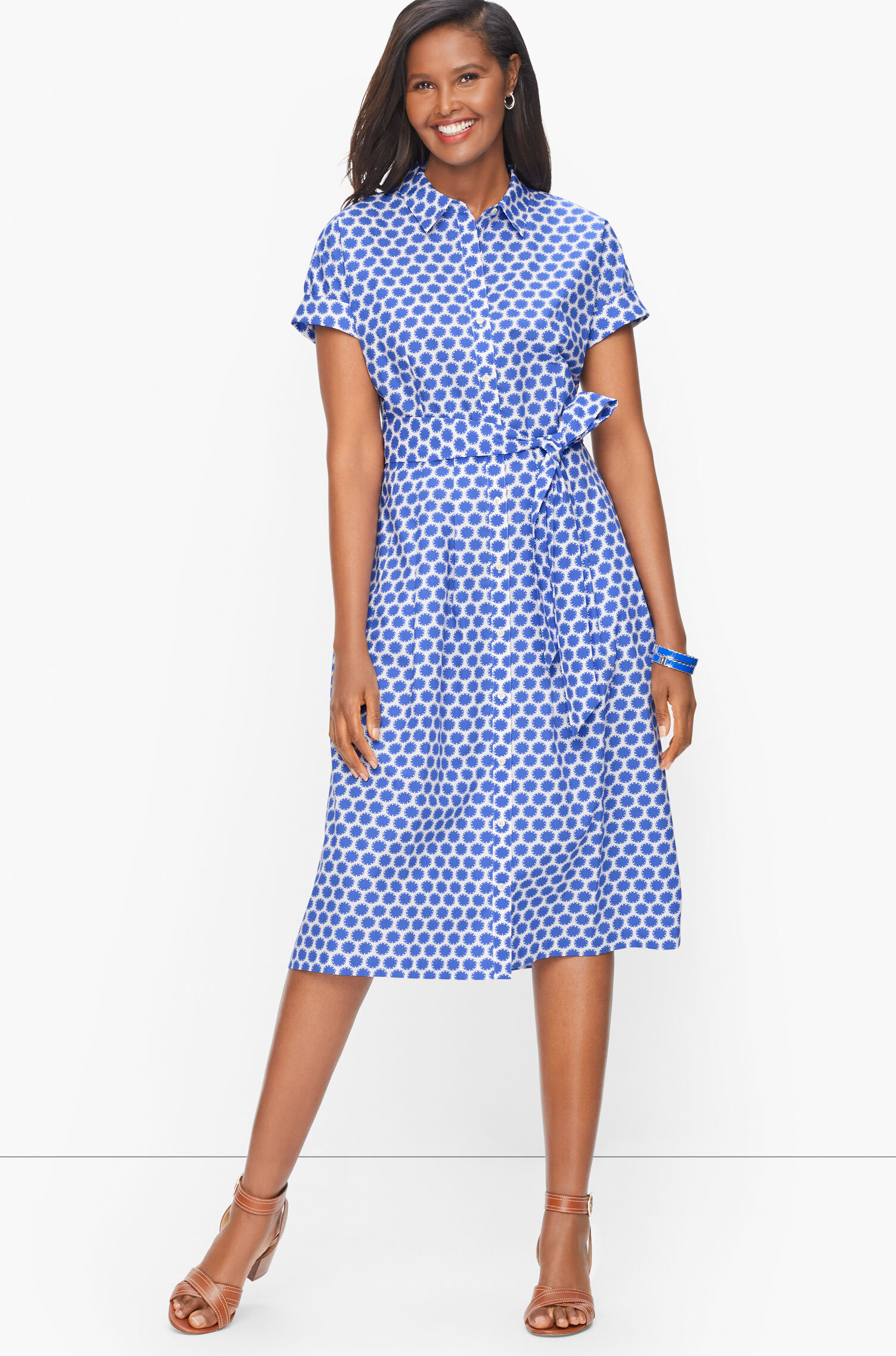 white christmas dresses Short Sleeve Shirt Dress With Self Tie – APNY main image 0
