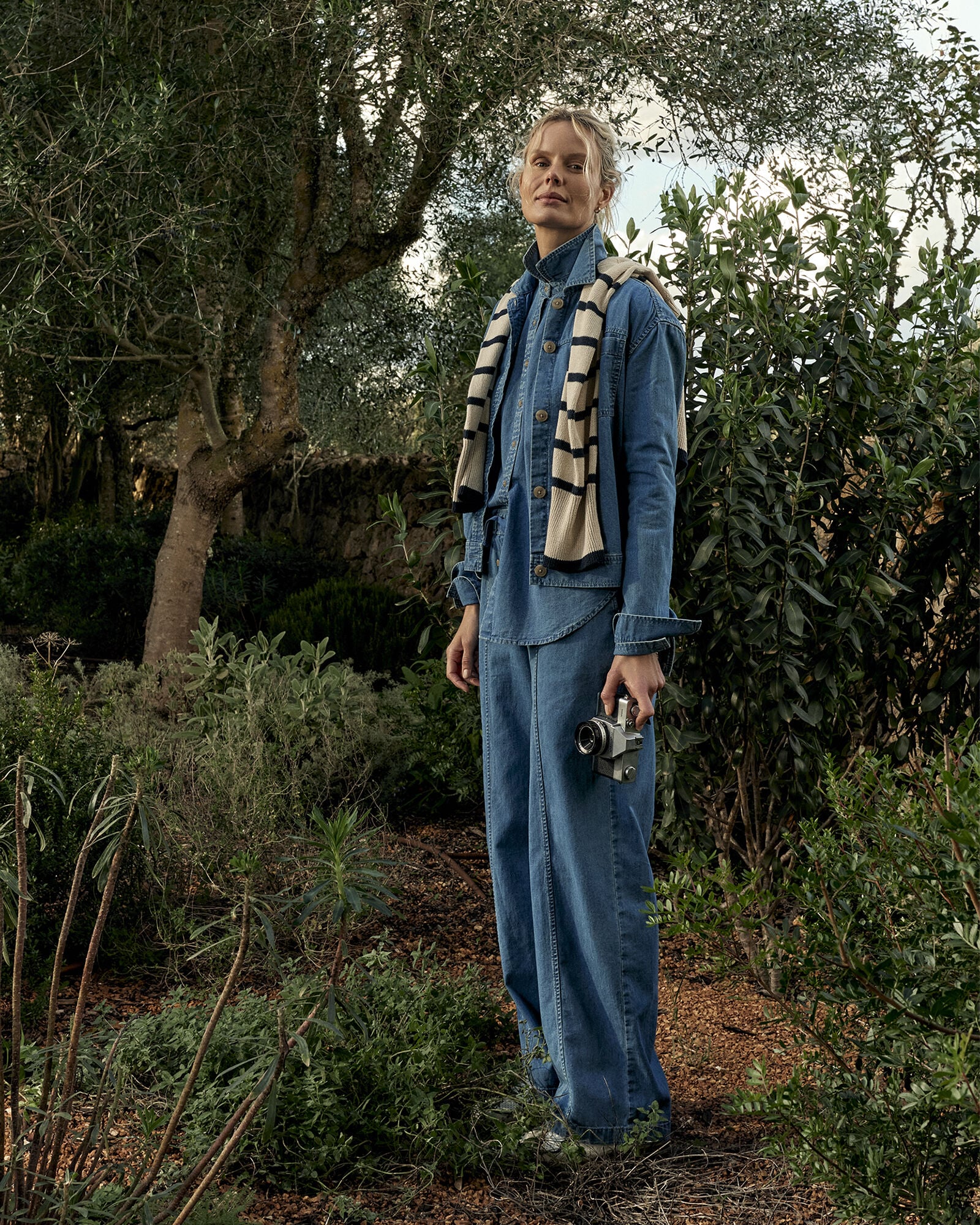 Organic Cotton Denim Barrel Leg Pants