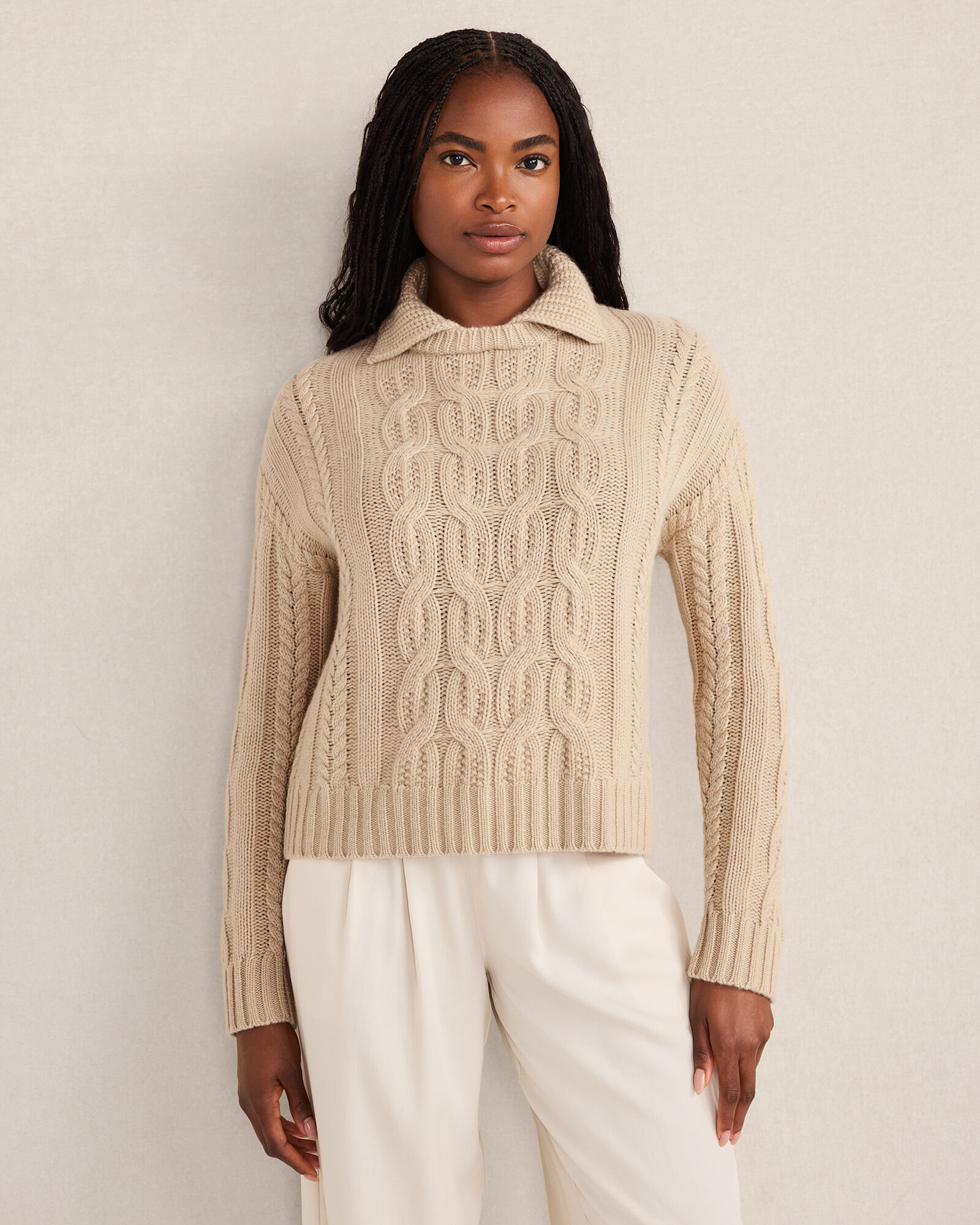 Cashmere Cable Collared Sweater - image 2