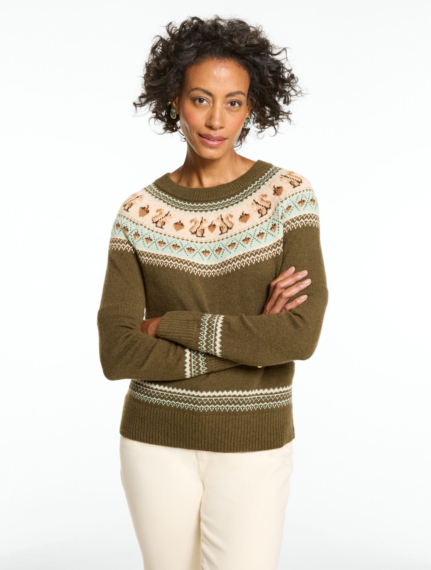 Crewneck Sweater - Squirrel Fair Isle
